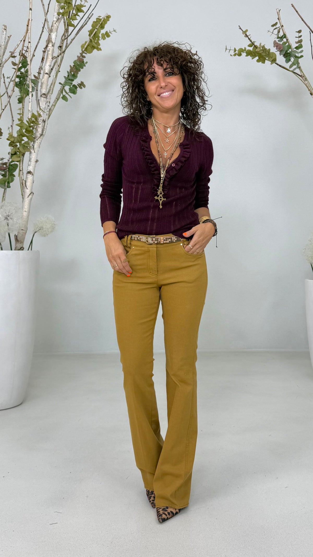 MAGLIA ROUCHES SCOLLO IN MERINOS
