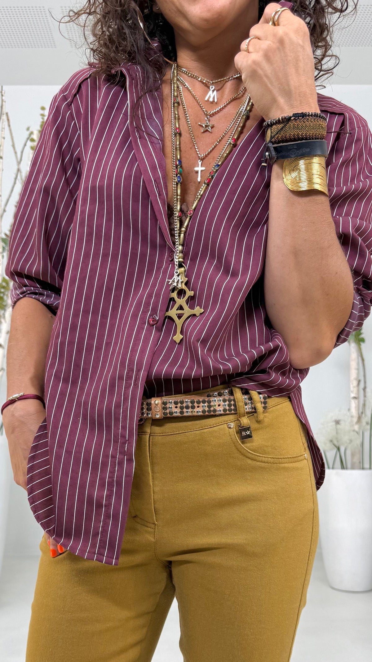 CAMICIA RIGA IN VISCOSA NYLON