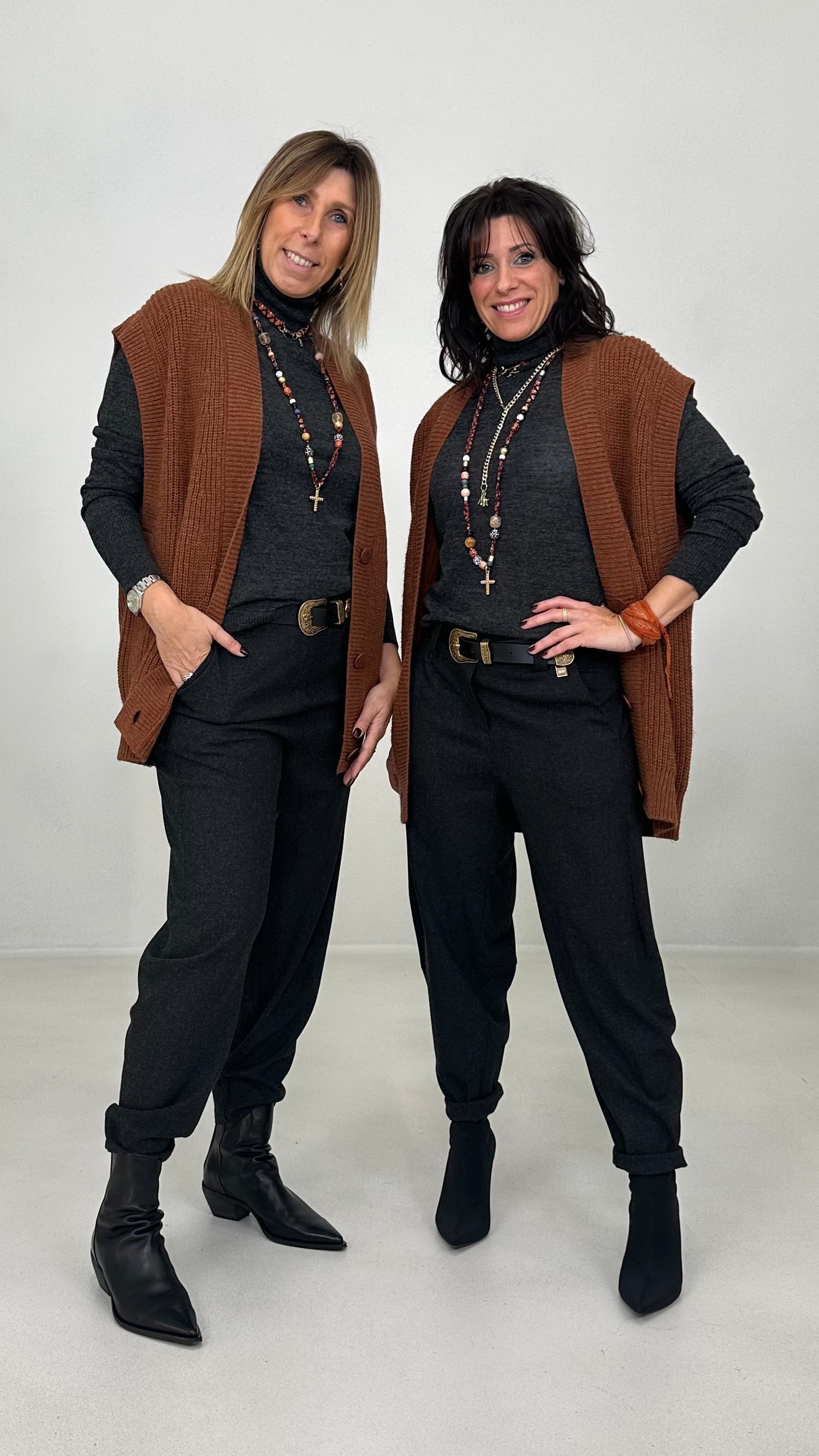 GILET LUNGO IN MISTO LANA E ALPACA