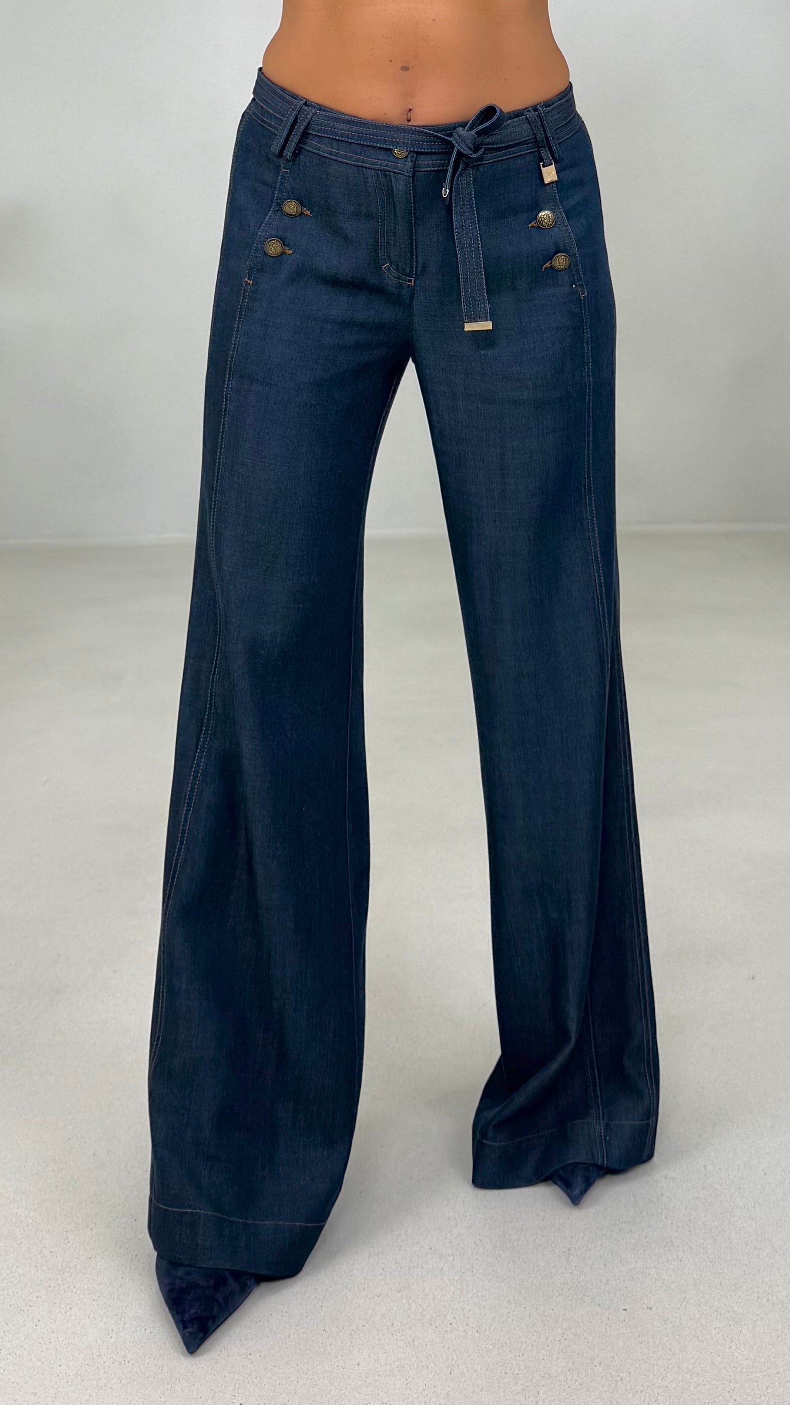 PALAZZO IN JEANS LYOCELL CON CINTURA