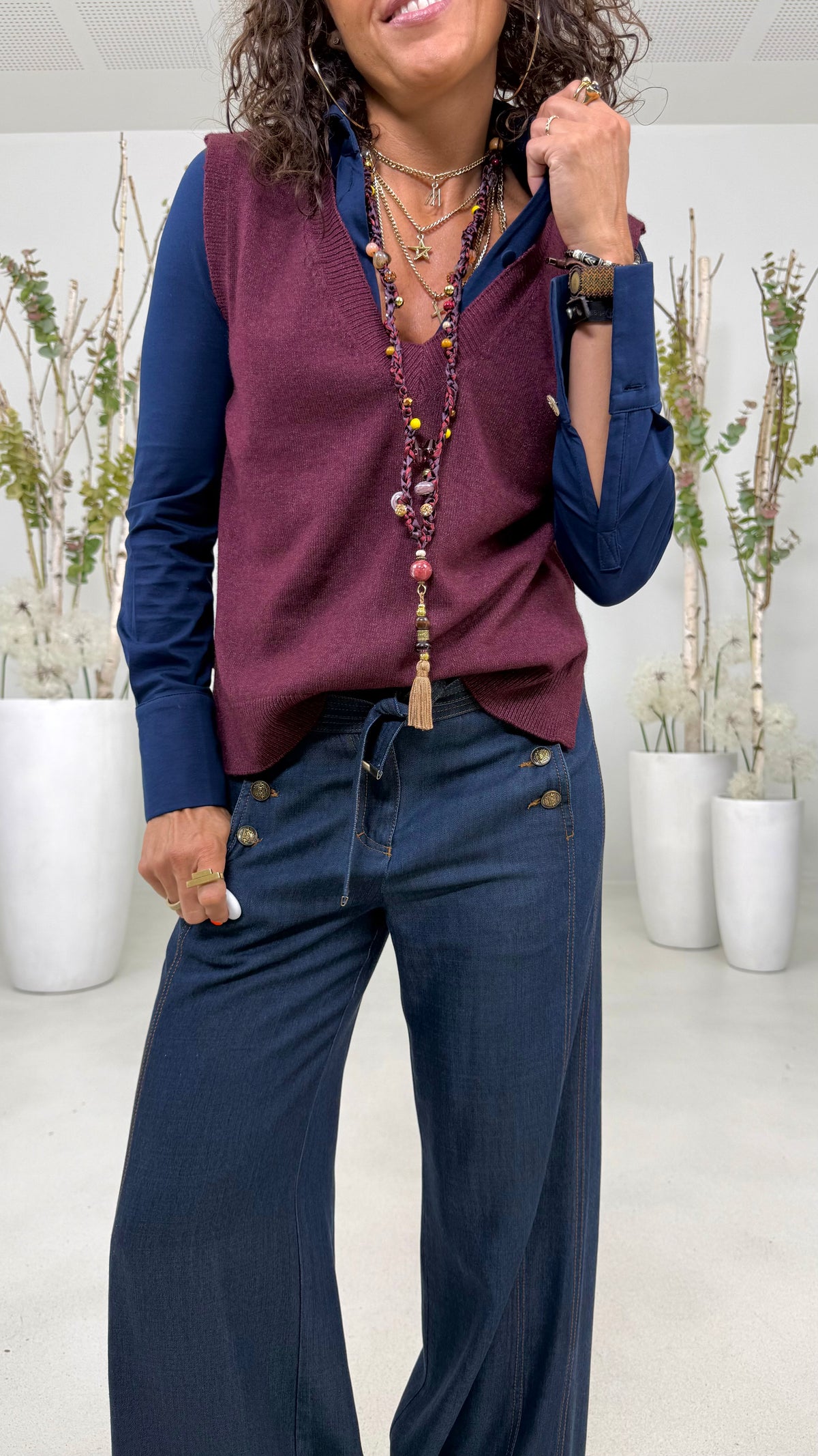 GILET MAGLIA SCOLLO A V IN CALDA VISCOSA
