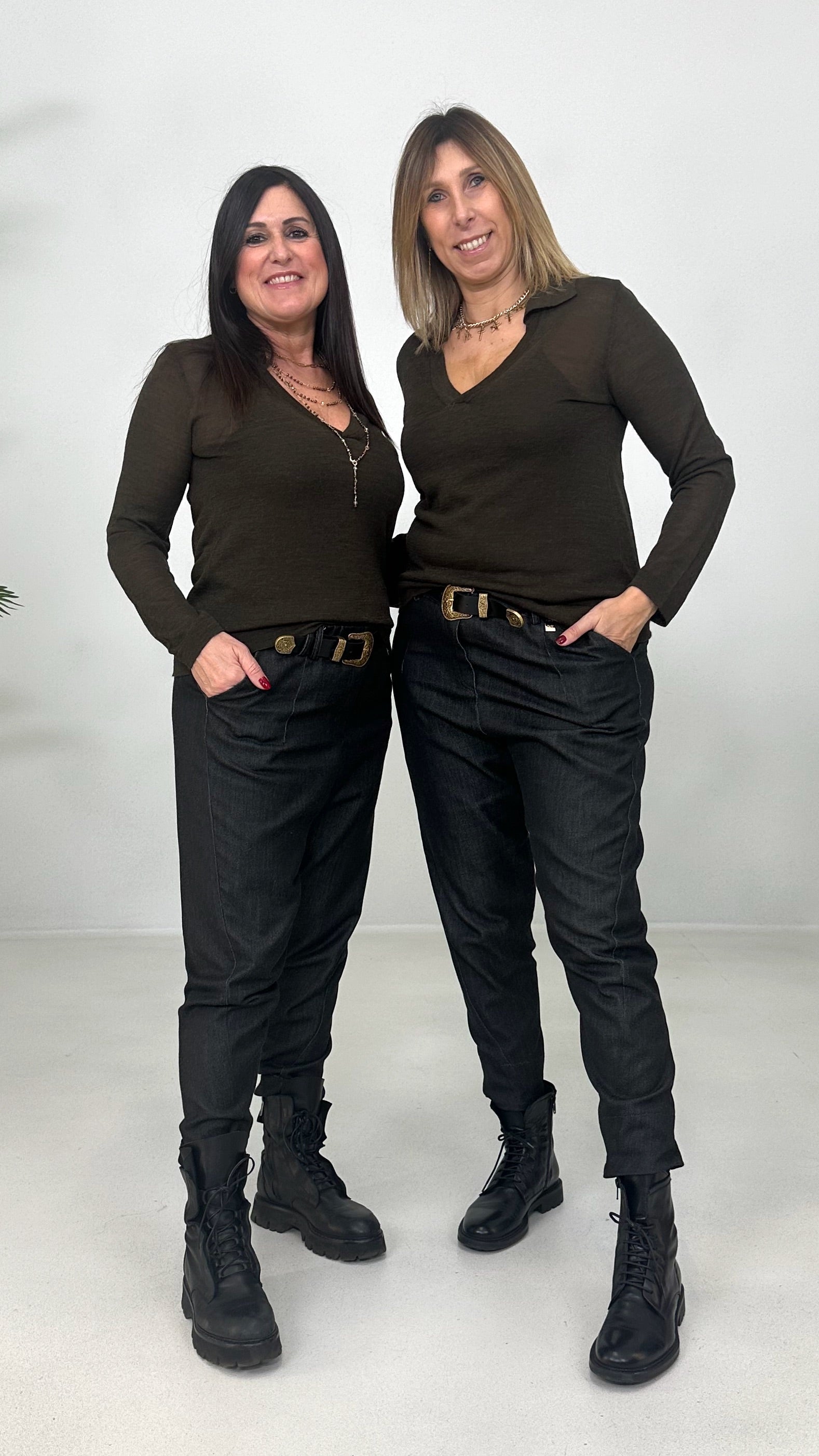 BAGGY CON CAVALLO BASSO IN MAGLIA TECNICA EFFETTO JEANS