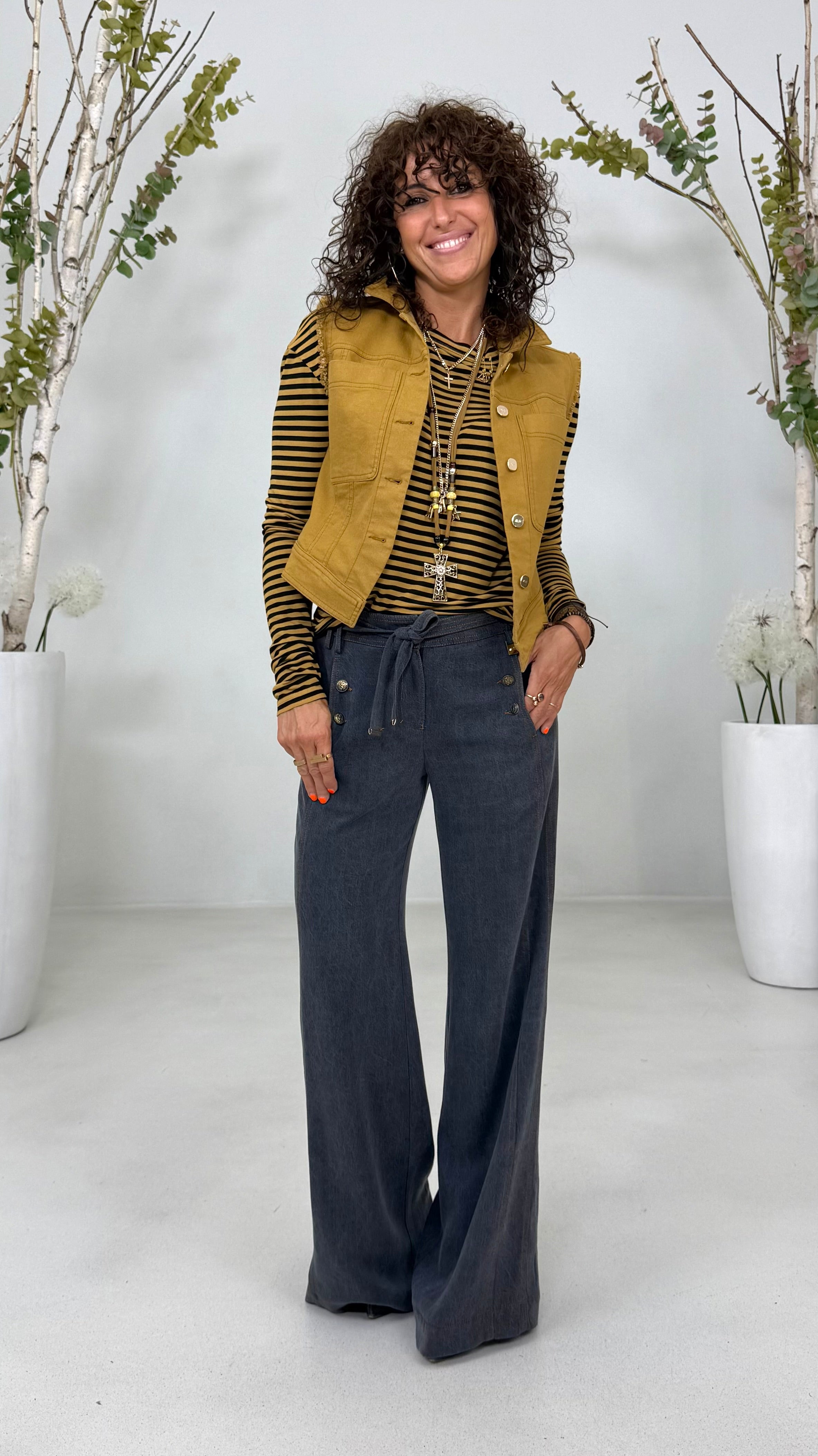 PALAZZO IN JEANS LYOCELL CON CINTURA