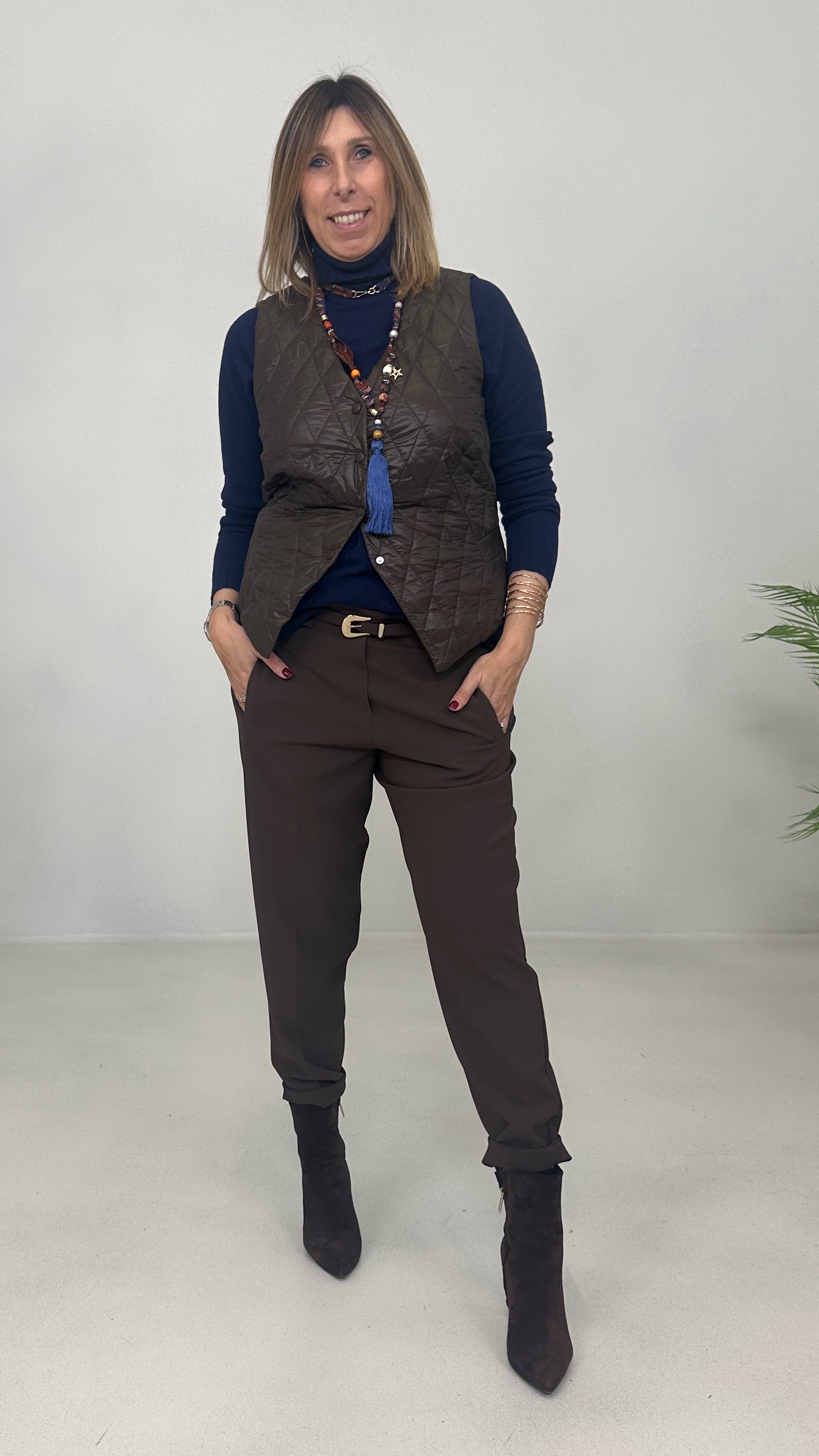 GILET TRAPUNTA ROMBO IN NYLON