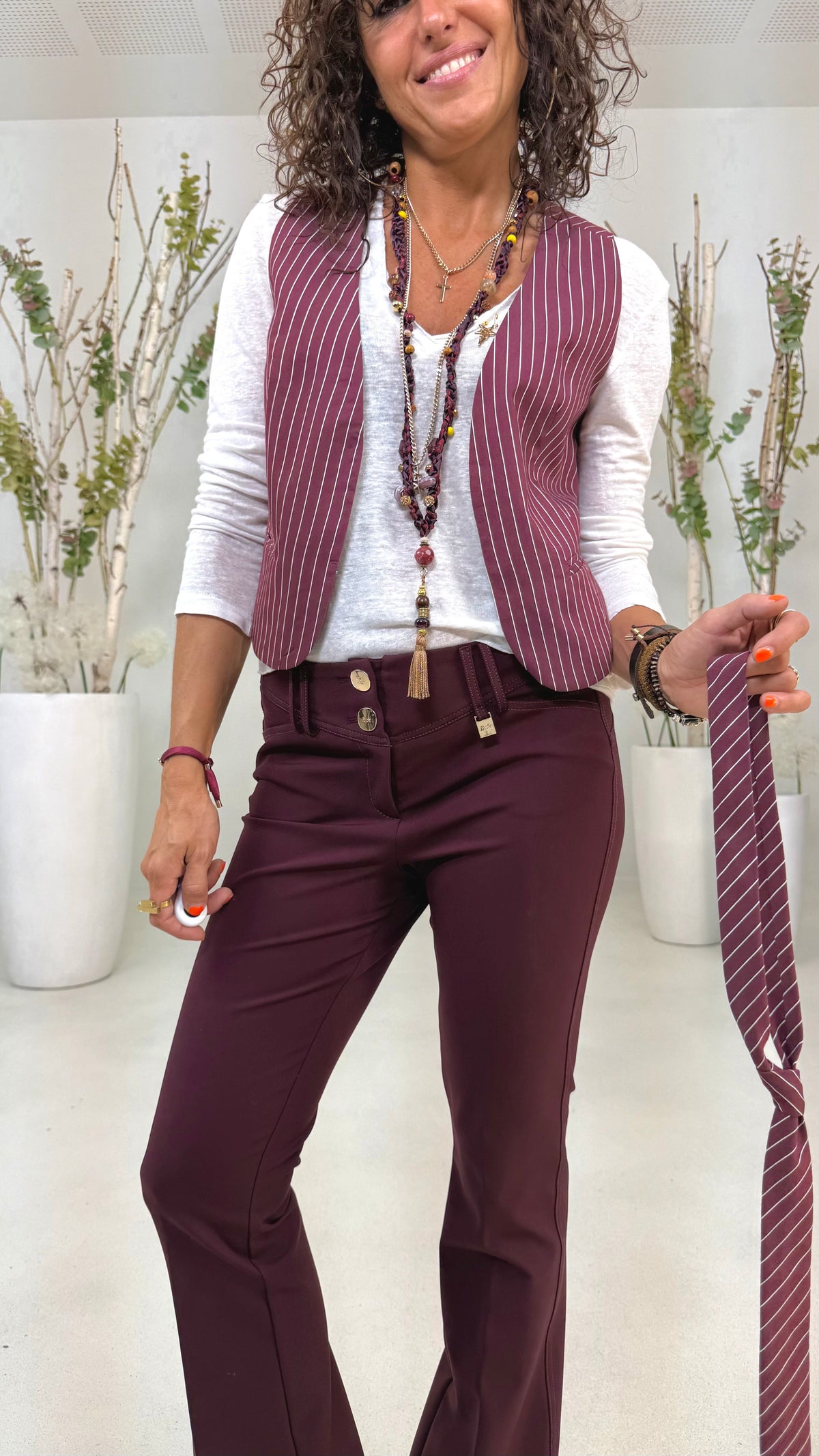 GILET PIU' GRAVATTA IN RIGA VISCOSA NYLON