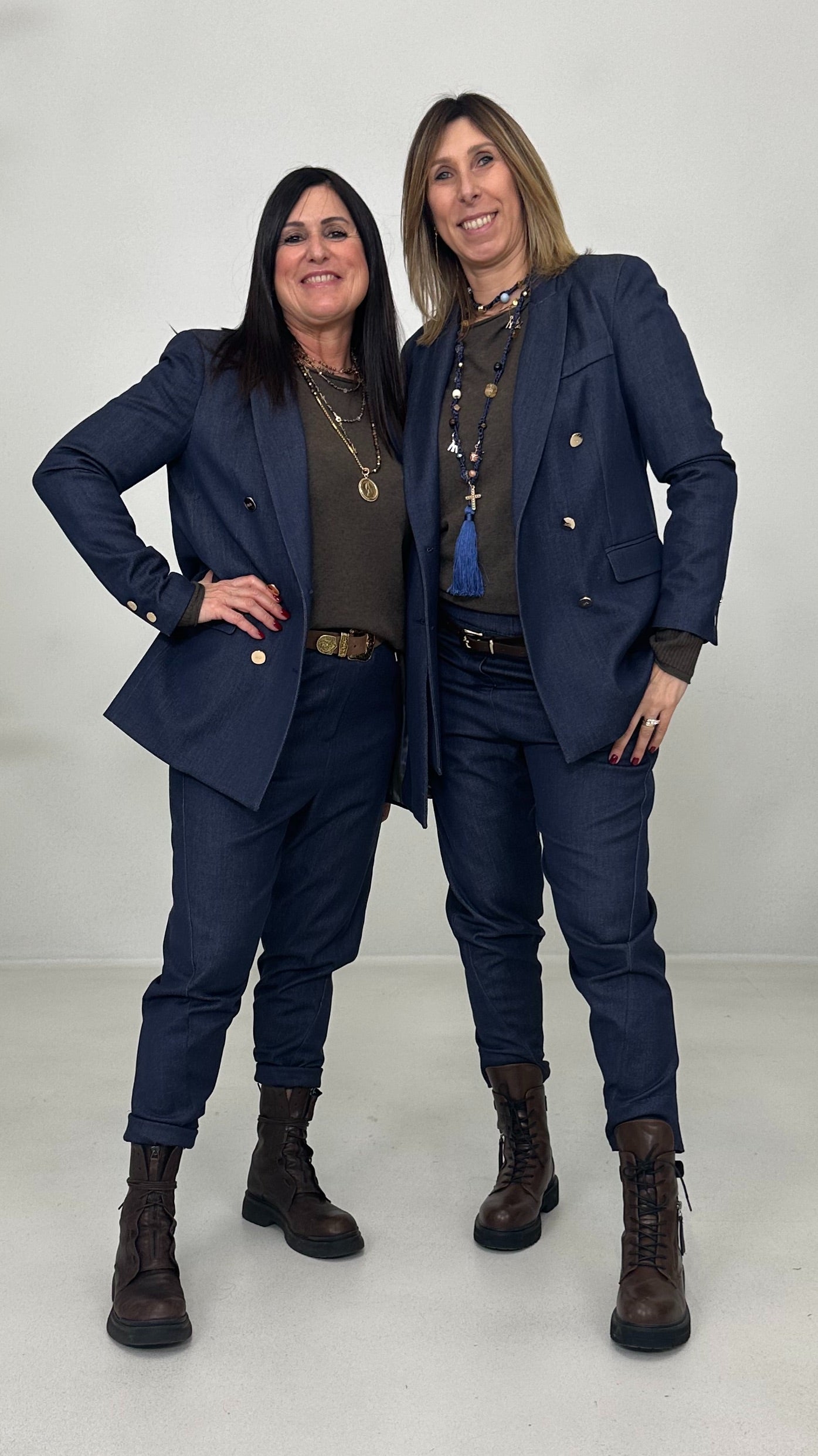 GIACCA DOPPIO PETTO IN MAGLIA TECNICA EFFETTO JEANS