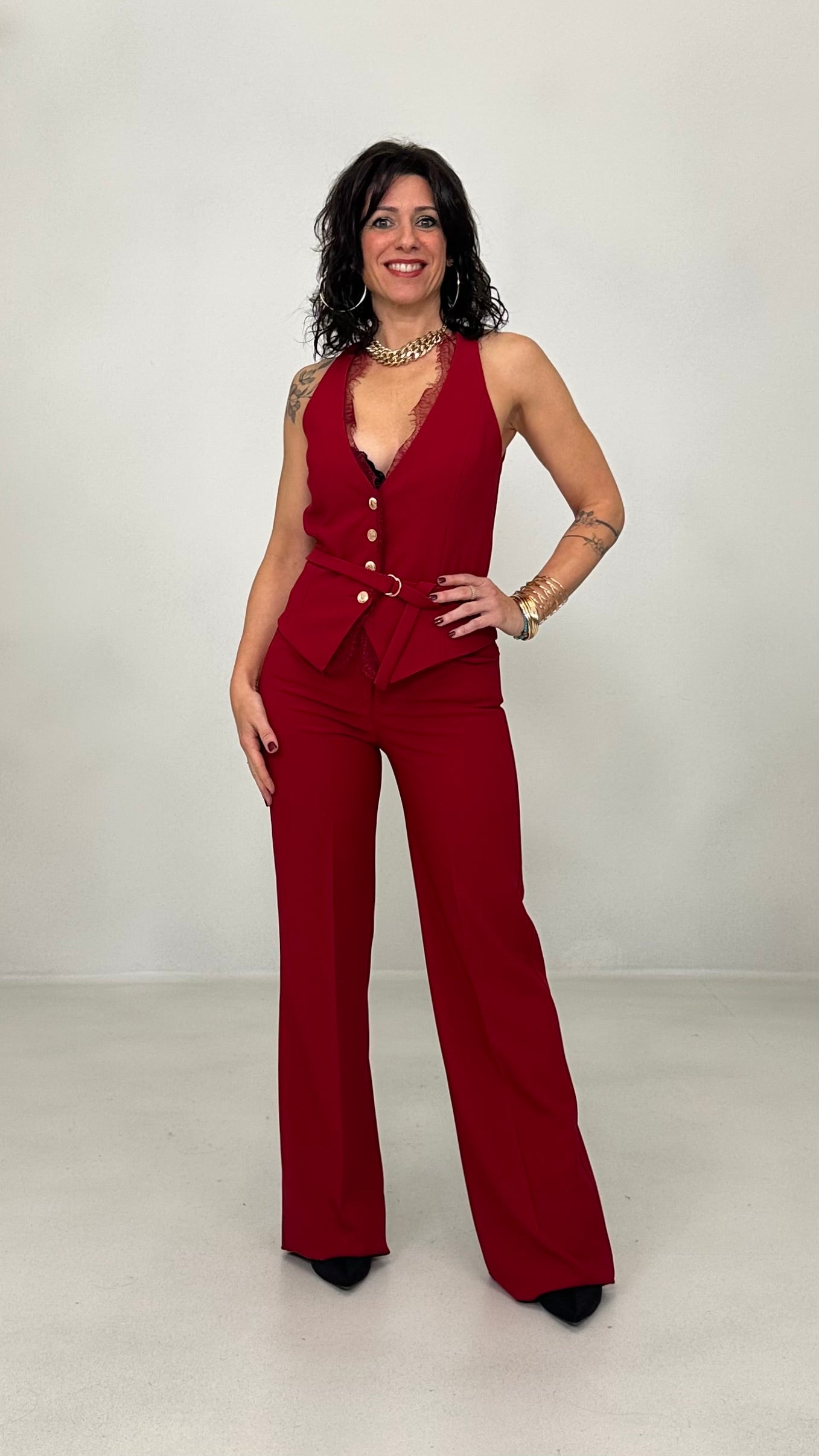 GILET IN CADY TECNICO CON PIZZO SCOLLO