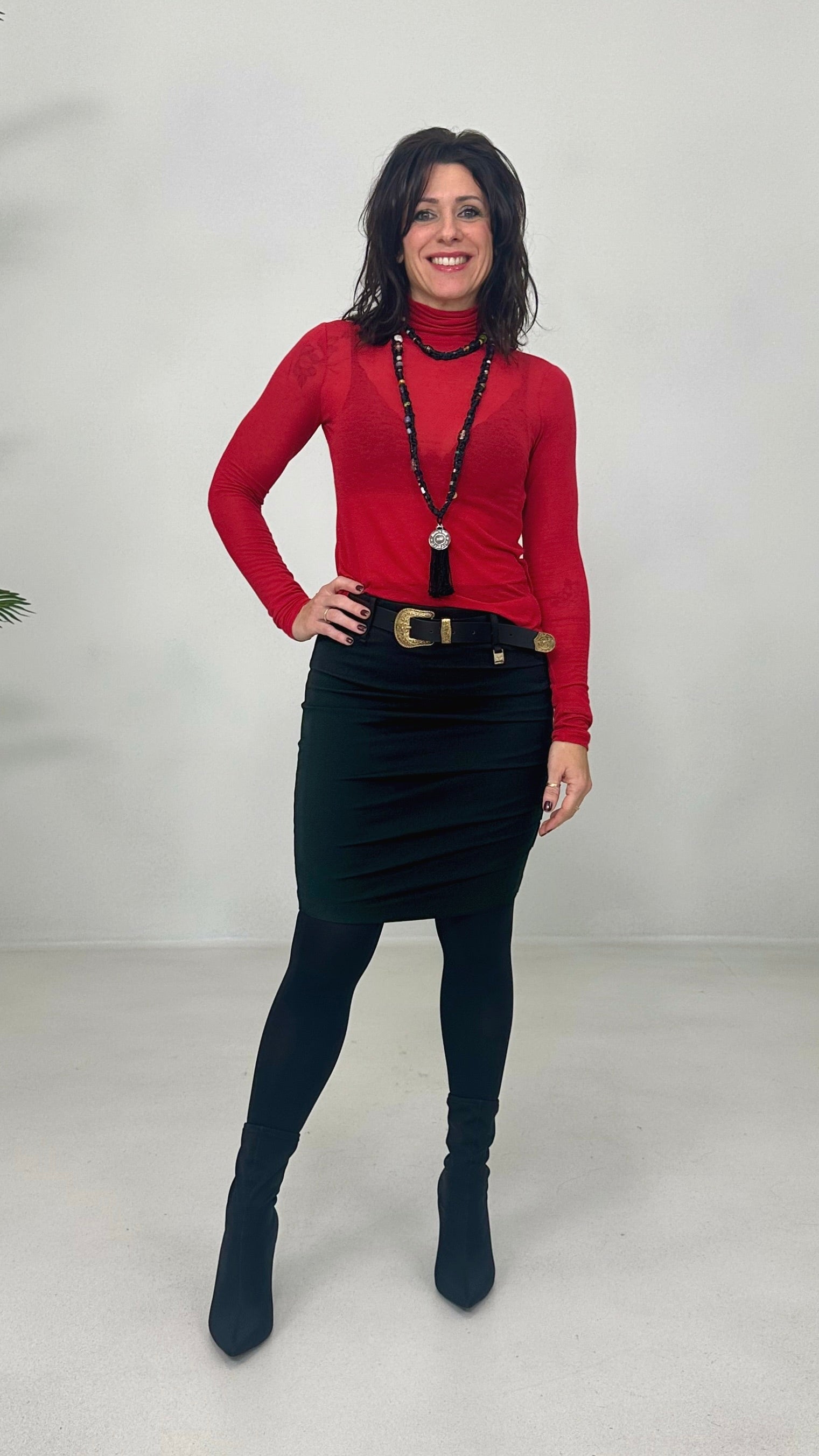 MAGLIA JERSEY IN MISTO CASHMERE CON COLLO ALTO