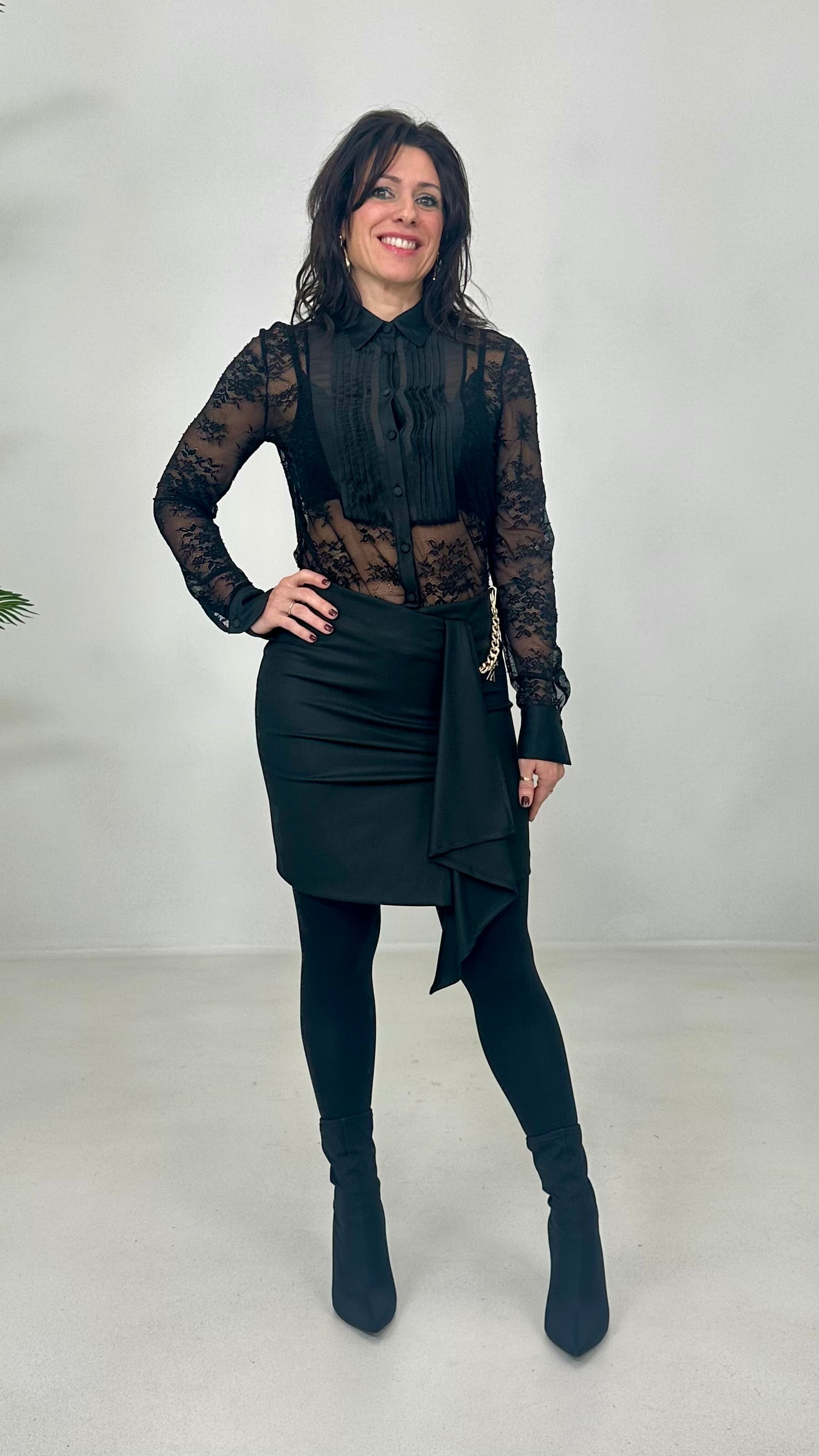 GONNA IN FLANELLA CARDATA CON PIEGONE DAVANTI