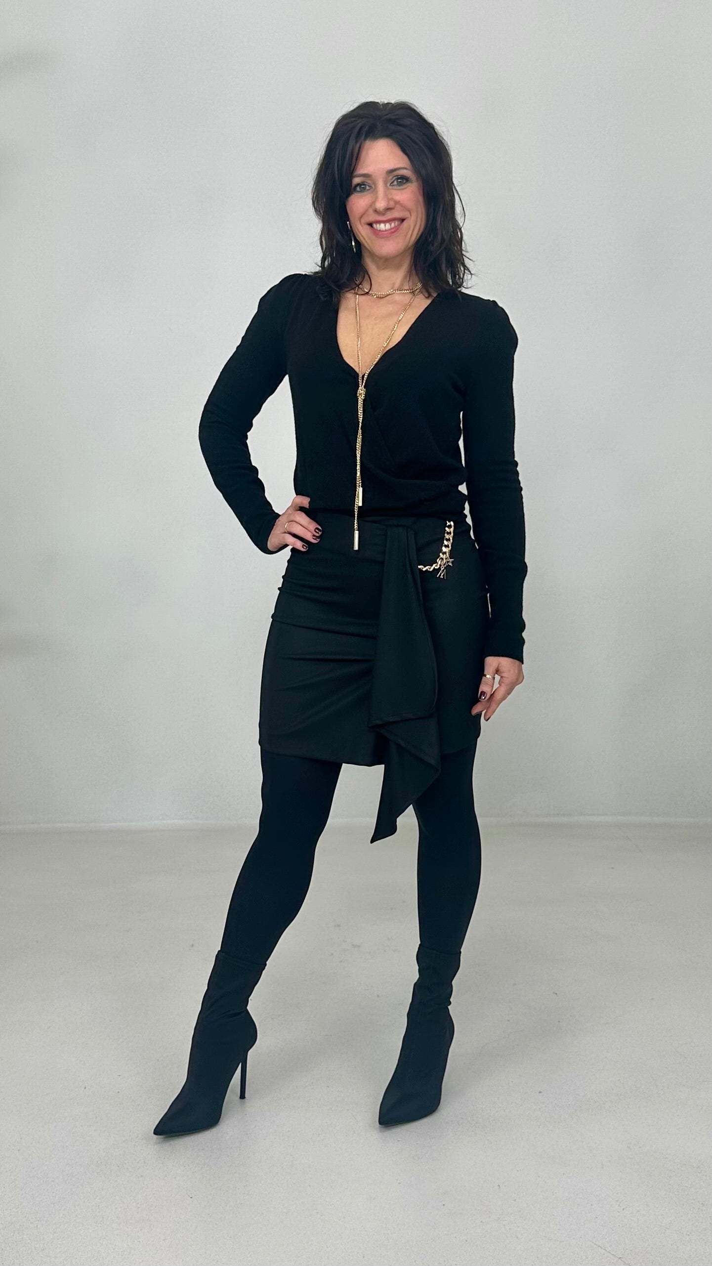 GONNA IN FLANELLA CARDATA CON PIEGONE DAVANTI