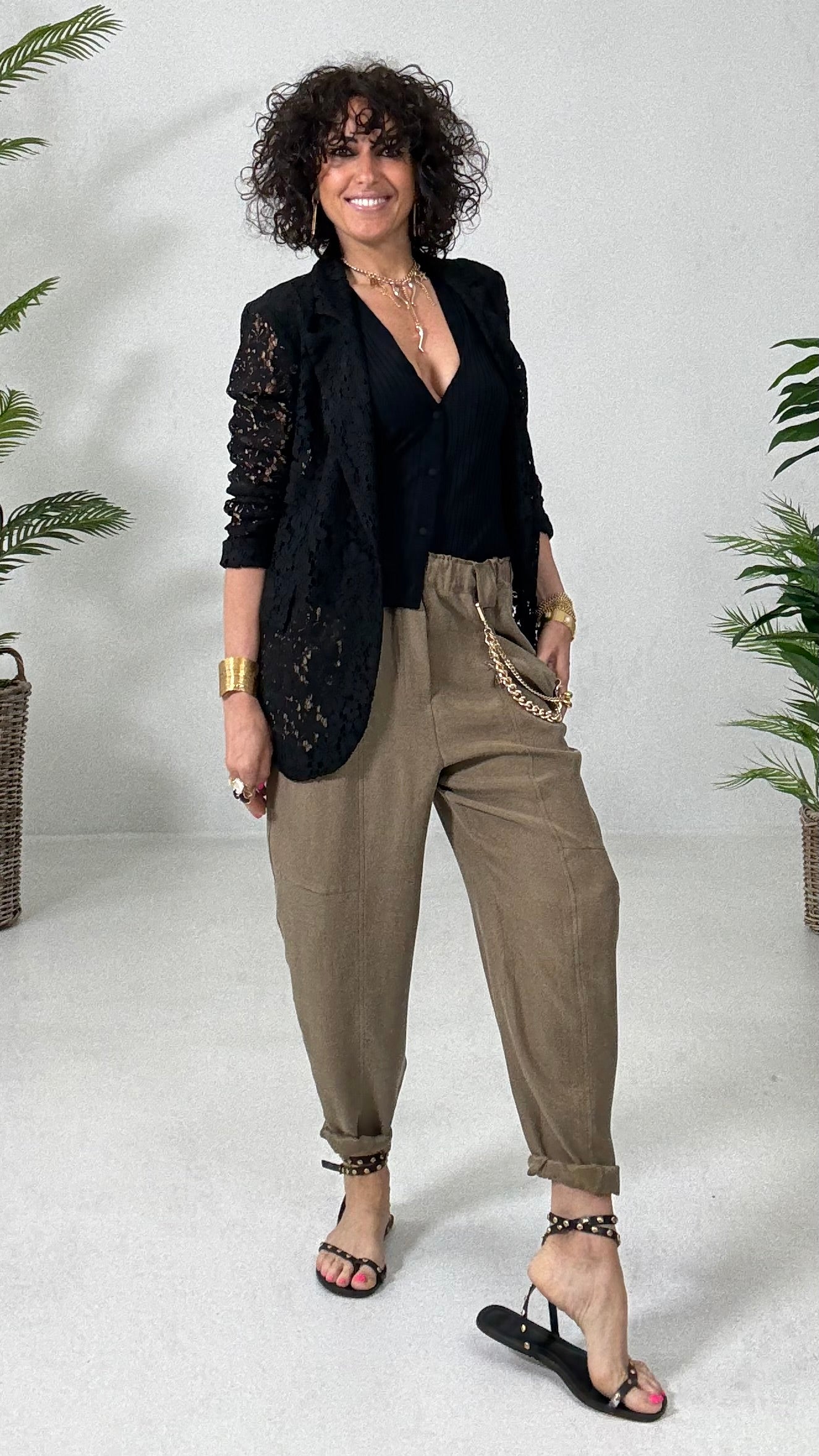 518 P25 NERO GIACCA BLAZER IN PIZZO DI COTONE