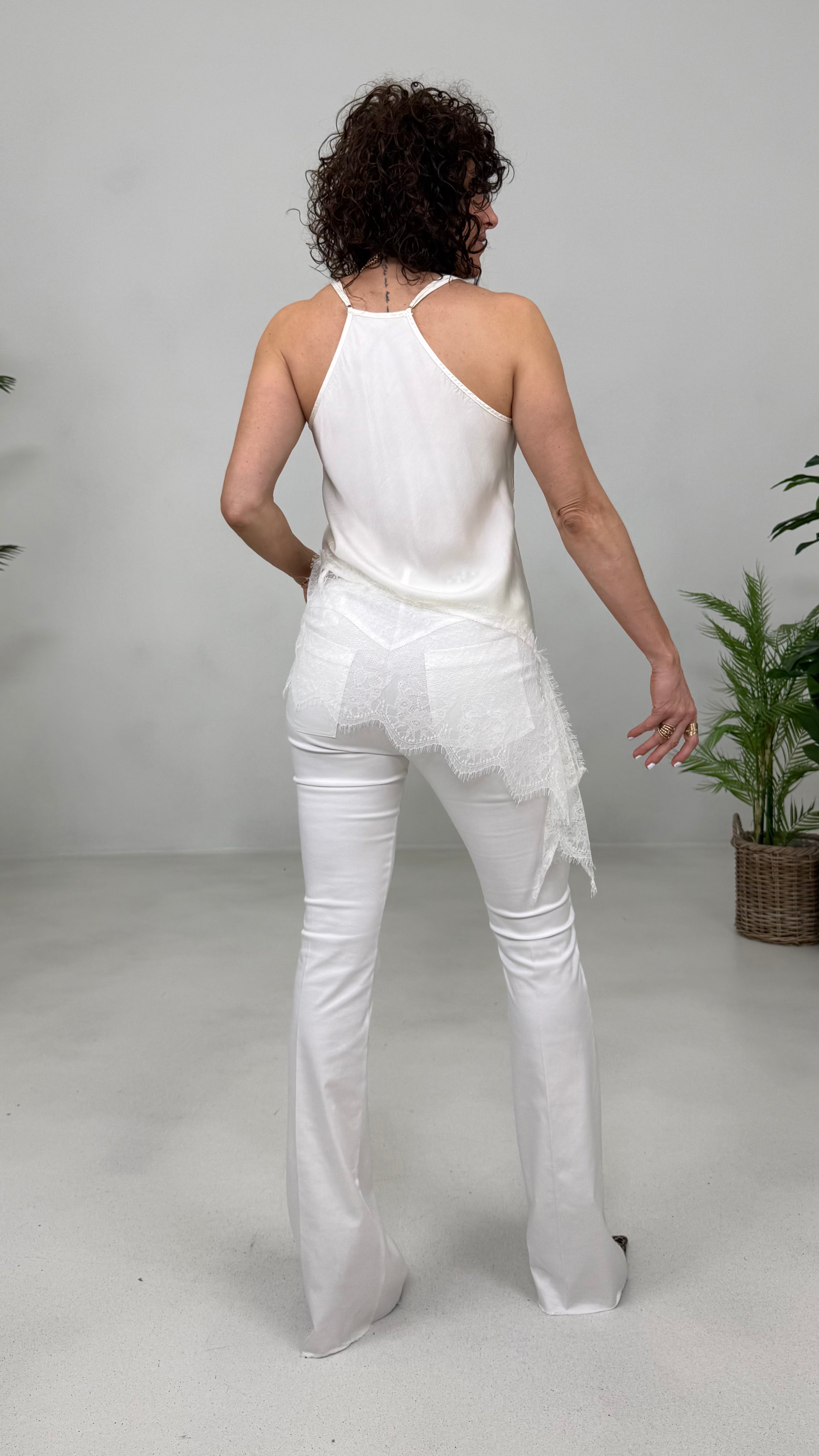 TOP ASIMMETRICO PIZZO IN TONO