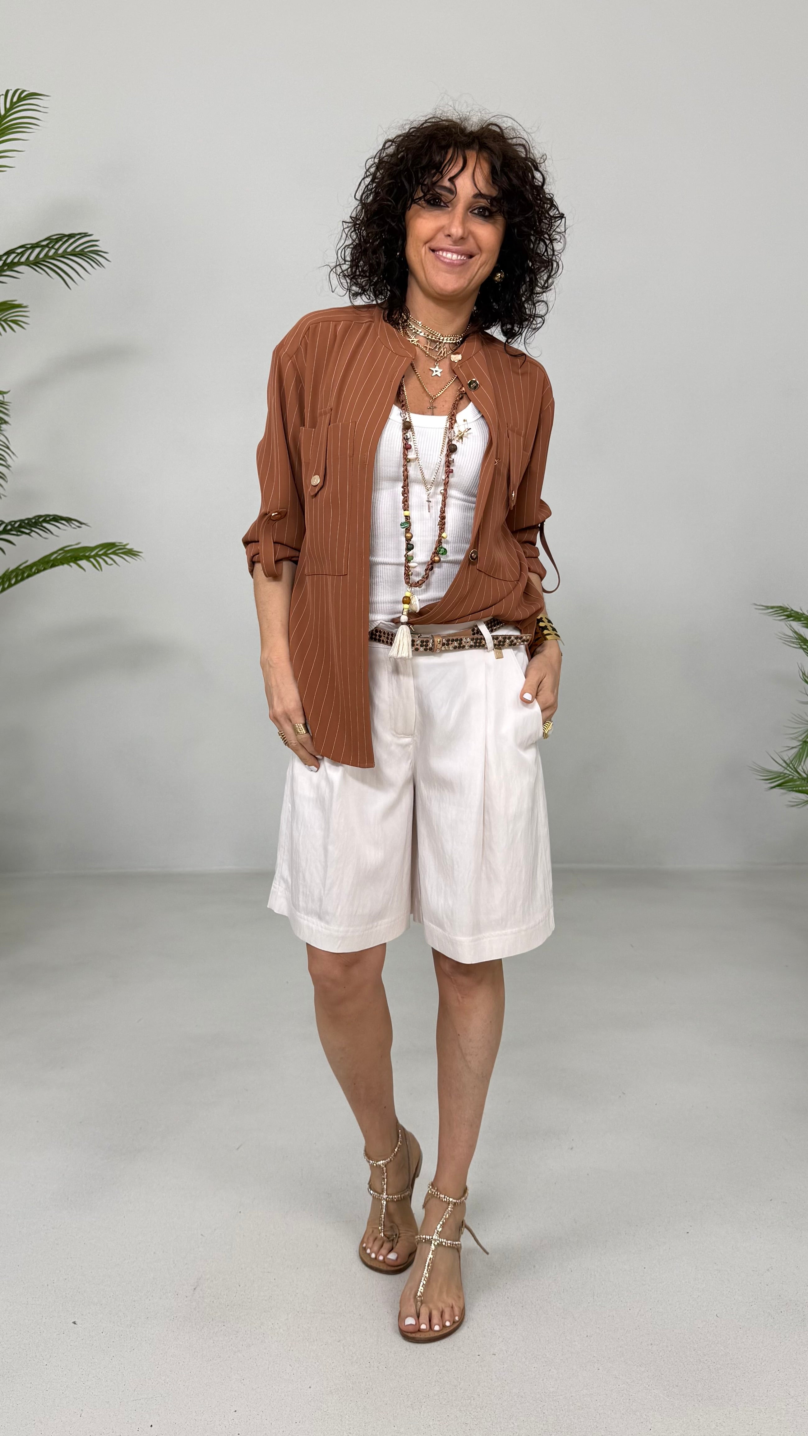 CAMICIA GESSATO IN CADY FLUIDO
