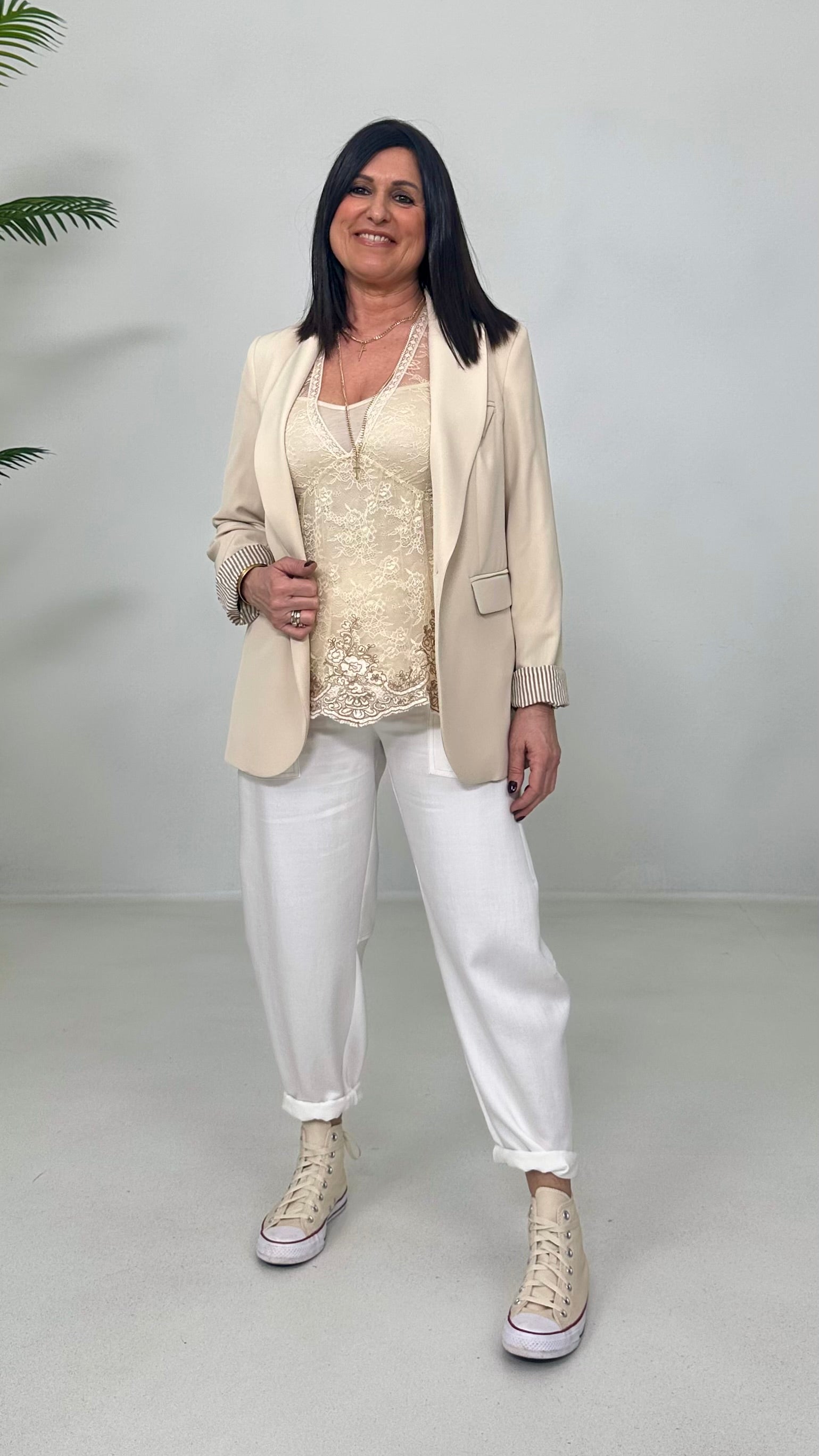 TWINSET TOP PIZZO RICAMATO PIU' TOP IN JERSEY MODAL