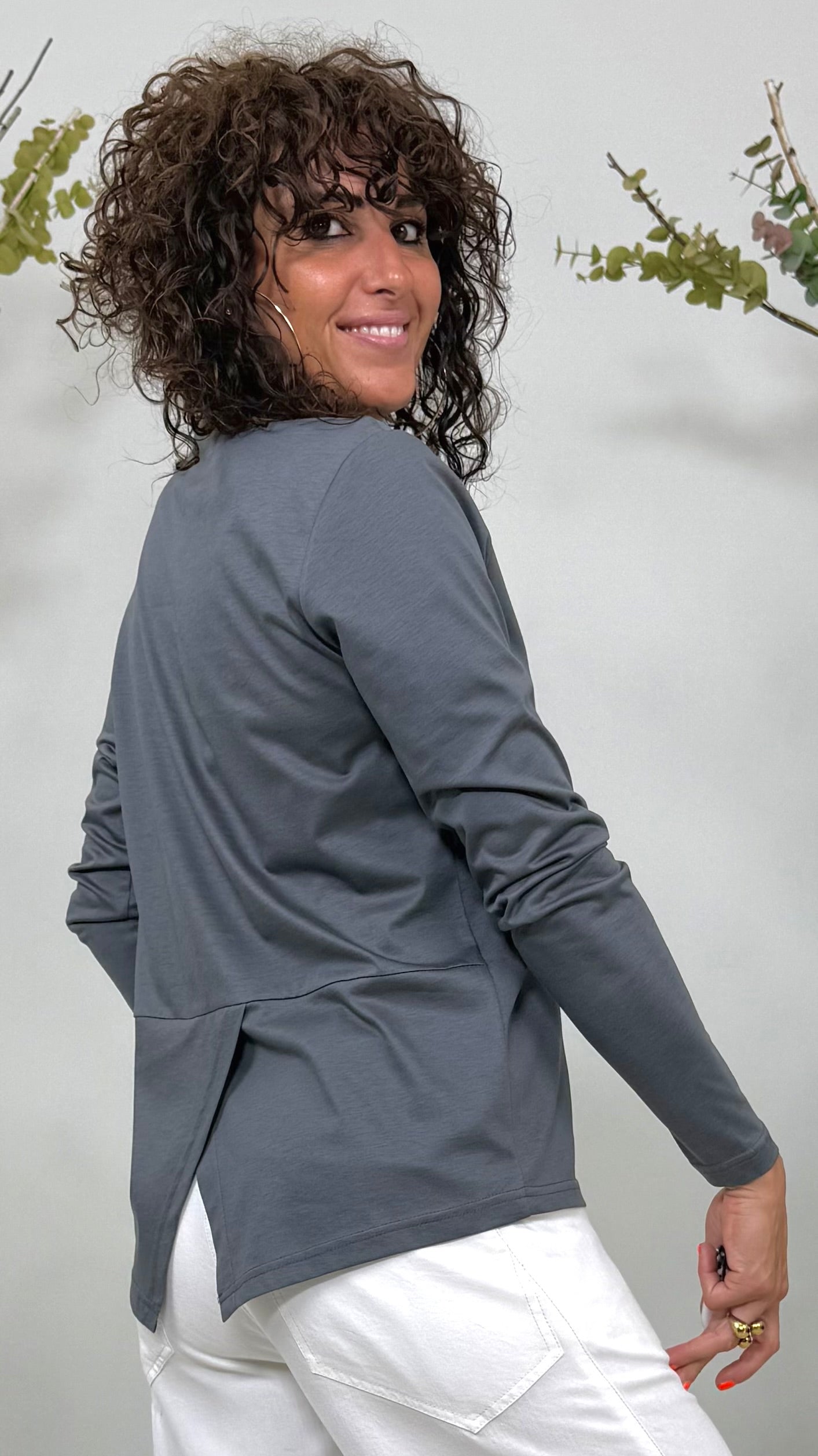 T.SHIRT IN JERSEY DI COTONE MODAL MANICA LUNGA