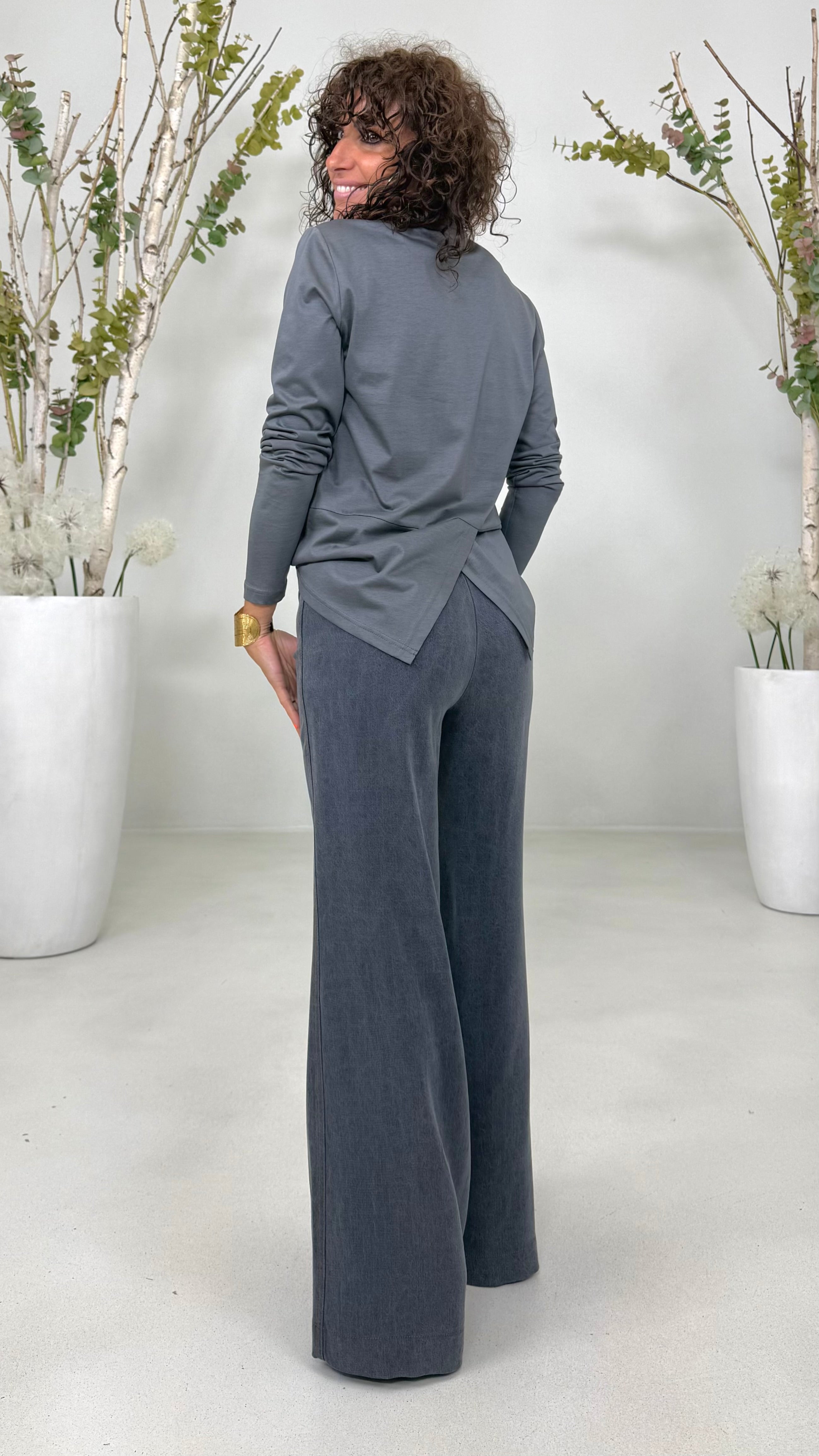 T.SHIRT IN JERSEY DI COTONE MODAL MANICA LUNGA