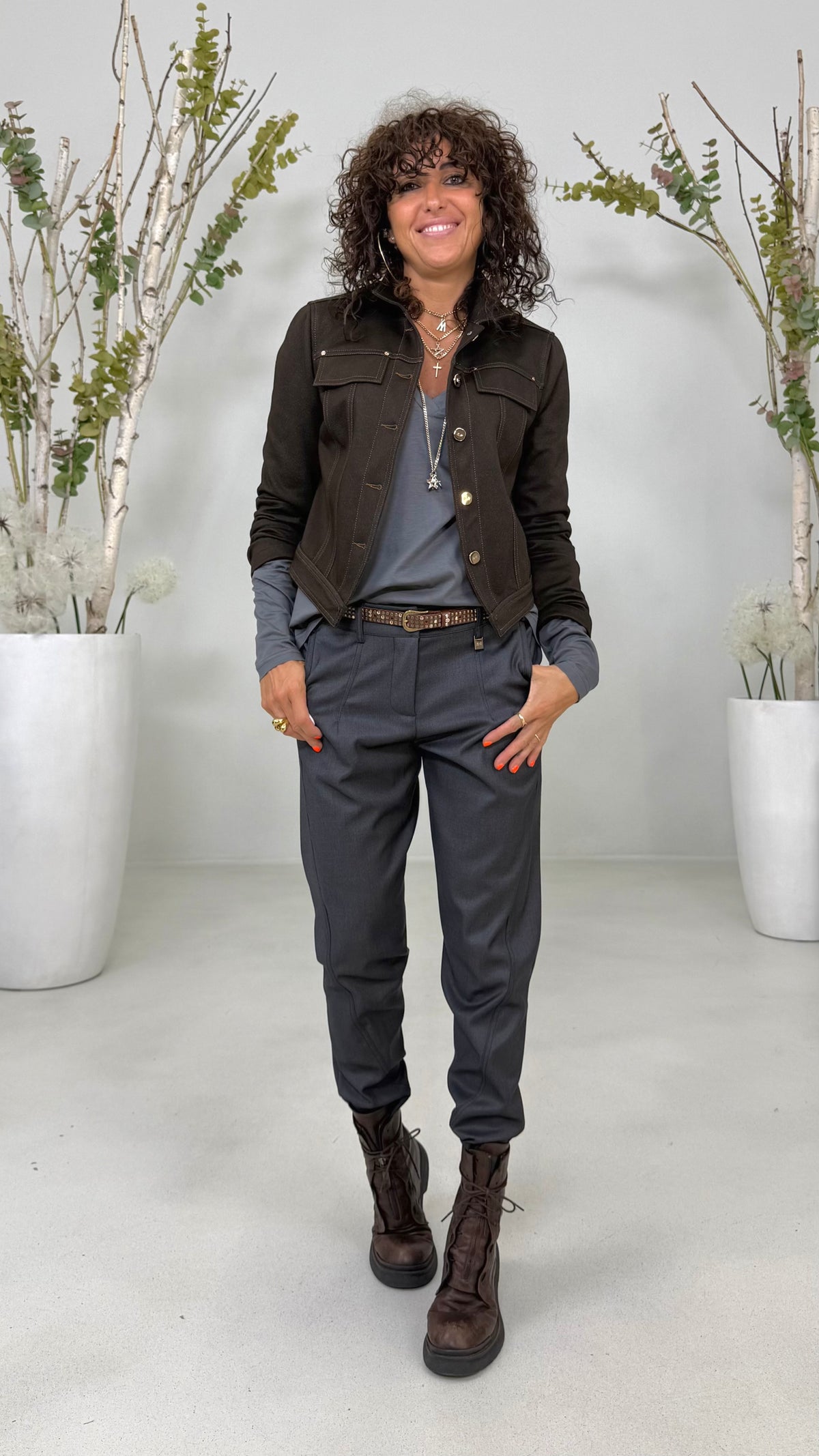 T.SHIRT IN JERSEY DI COTONE MODAL MANICA LUNGA