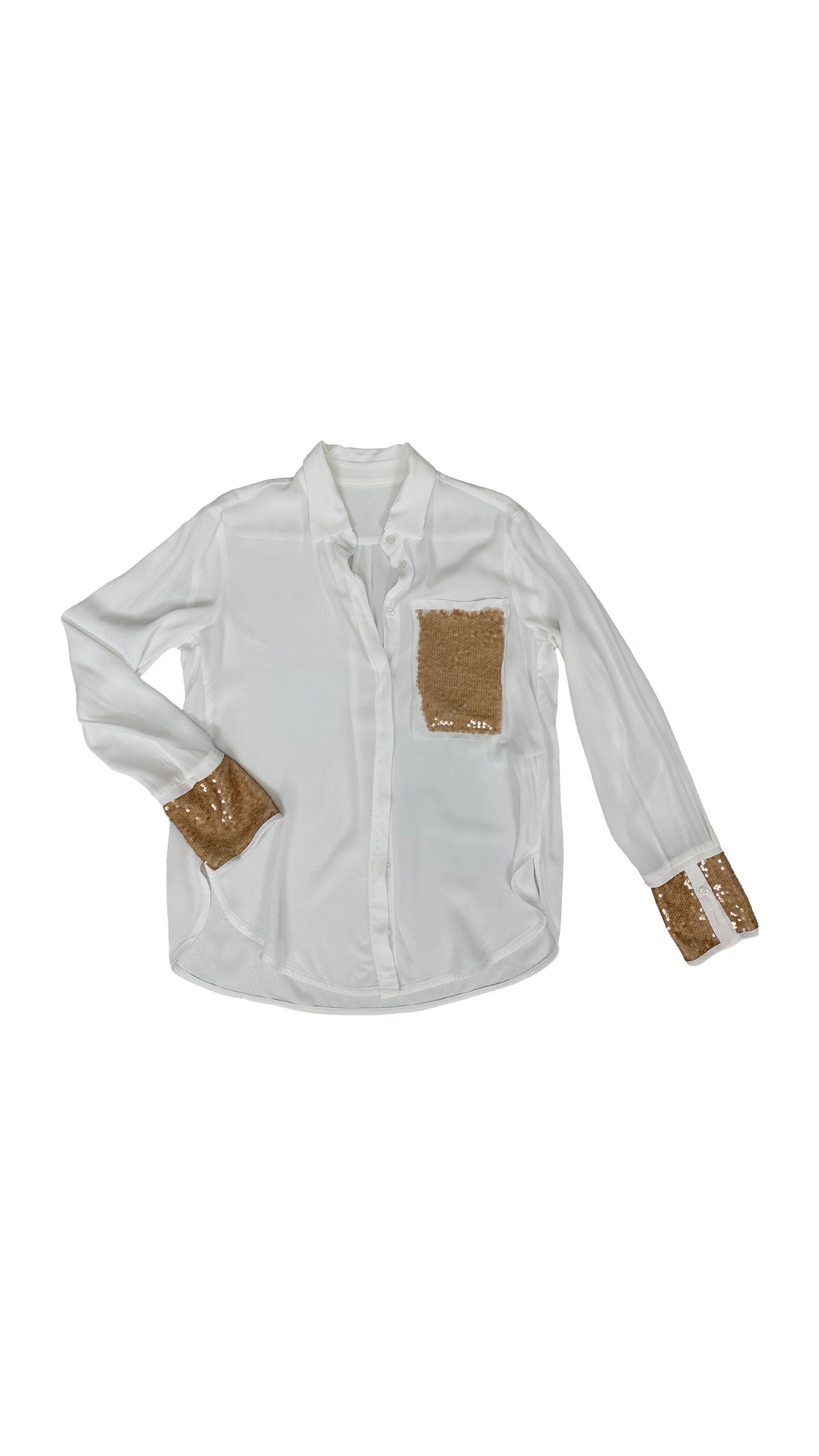 CAMICIA IN GEORGETTE VISCOSA CON DETTAGLI PAILLETTES