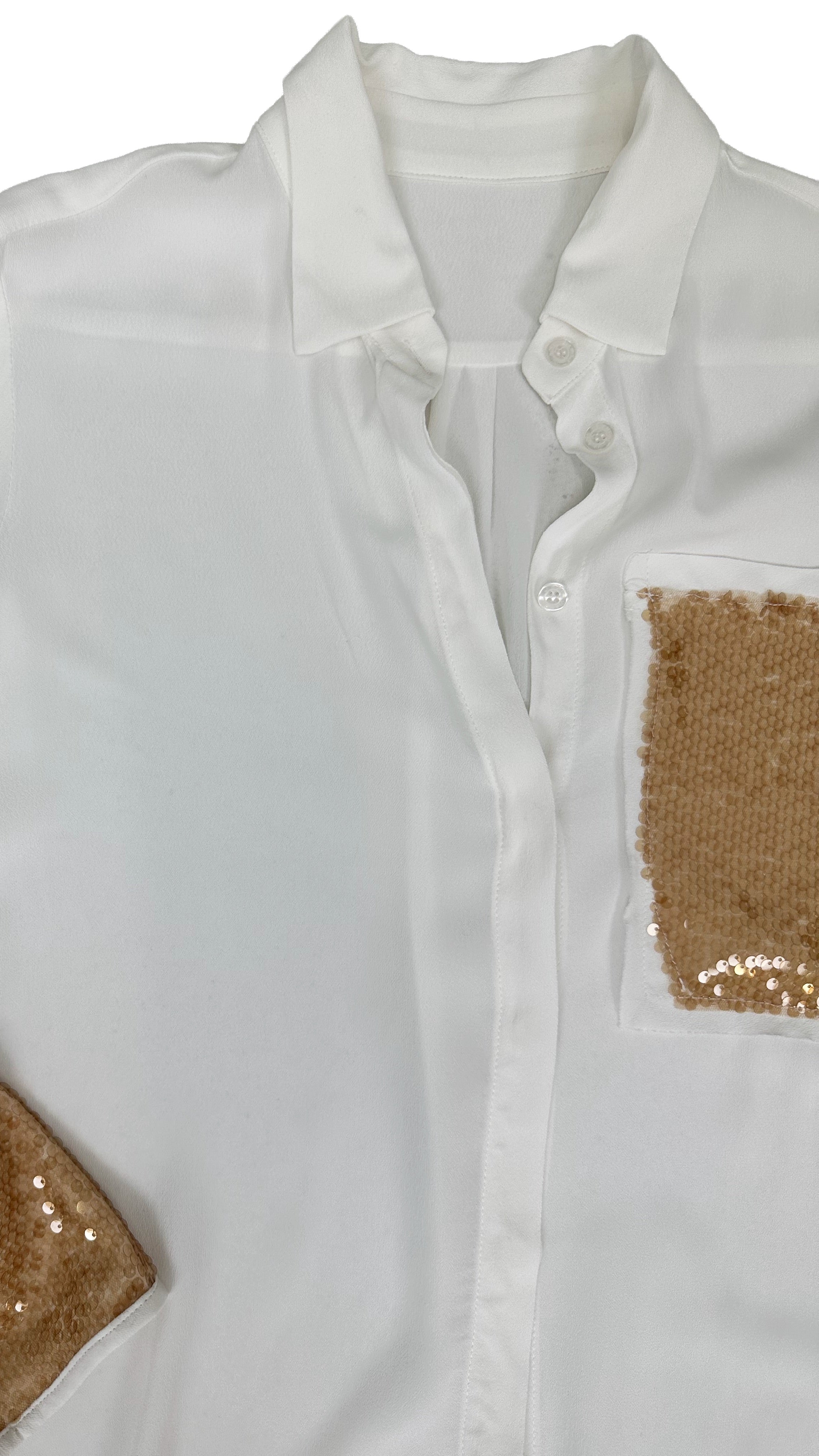 CAMICIA IN GEORGETTE VISCOSA CON DETTAGLI PAILLETTES