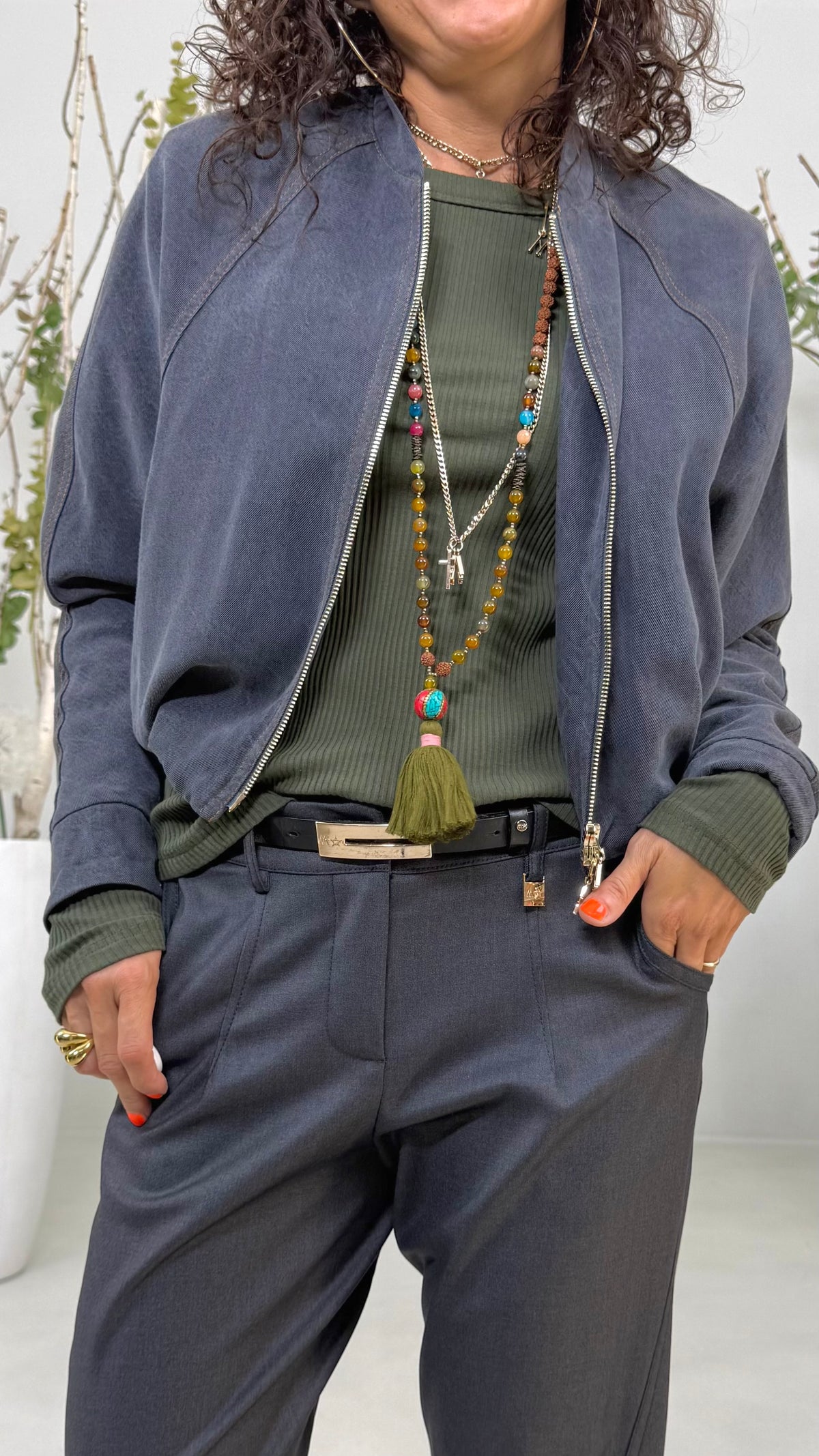 T-SHIRT GIROCOLLO IN COSTINA DI COTONE MANICA LUNGA