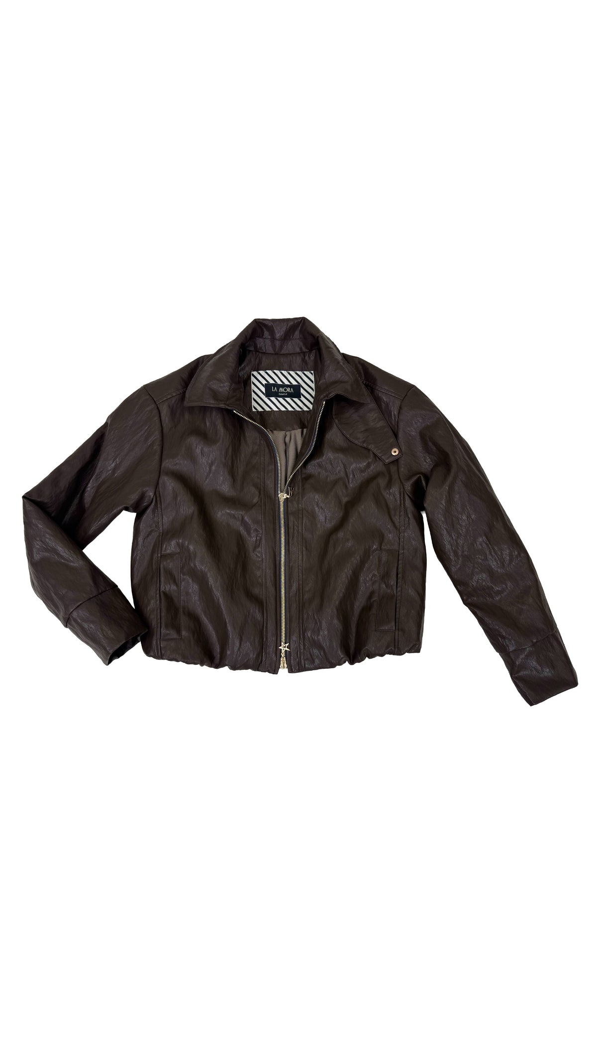 BOMBER IN FINTA PELLE CON ZIP
