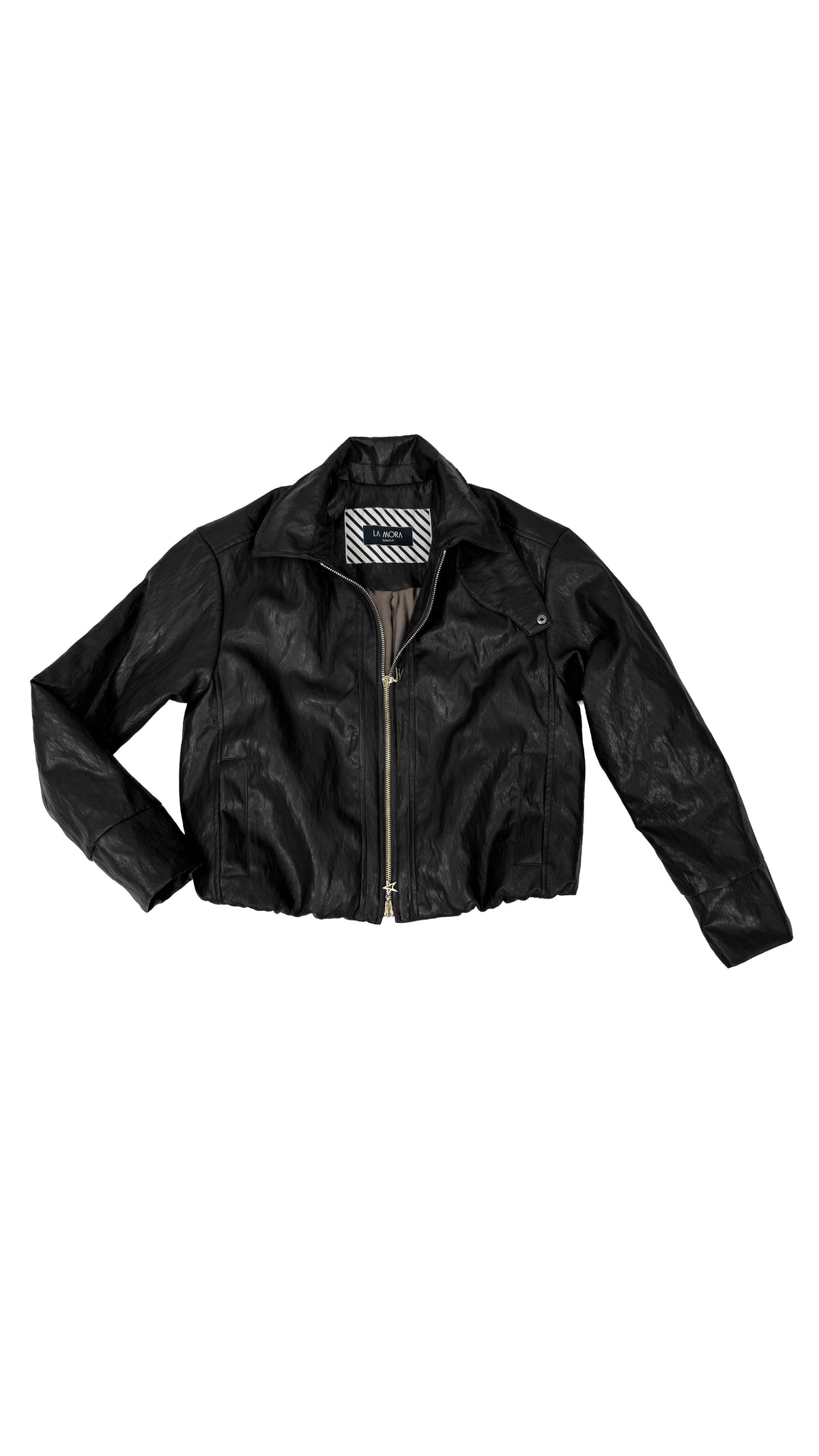 BOMBER IN FINTA PELLE CON ZIP