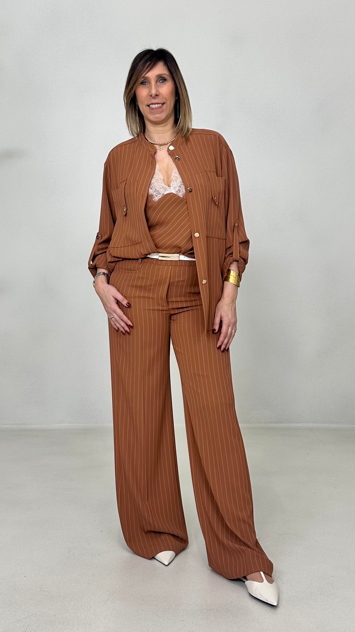 CAMICIA GESSATO IN CADY FLUIDO