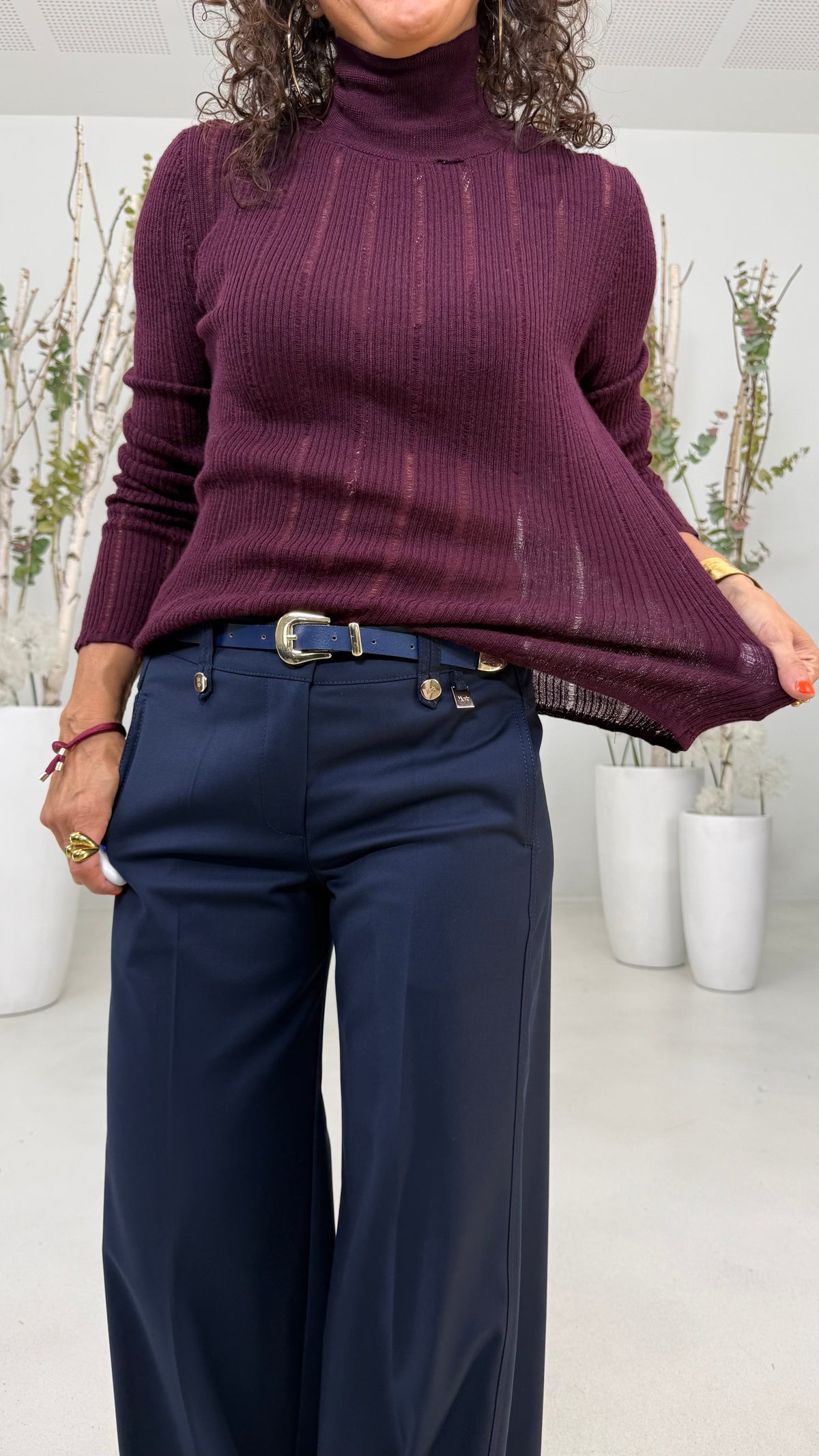 MAGLIA COLLO ALTO FLUTTUANTE IN MERINOS