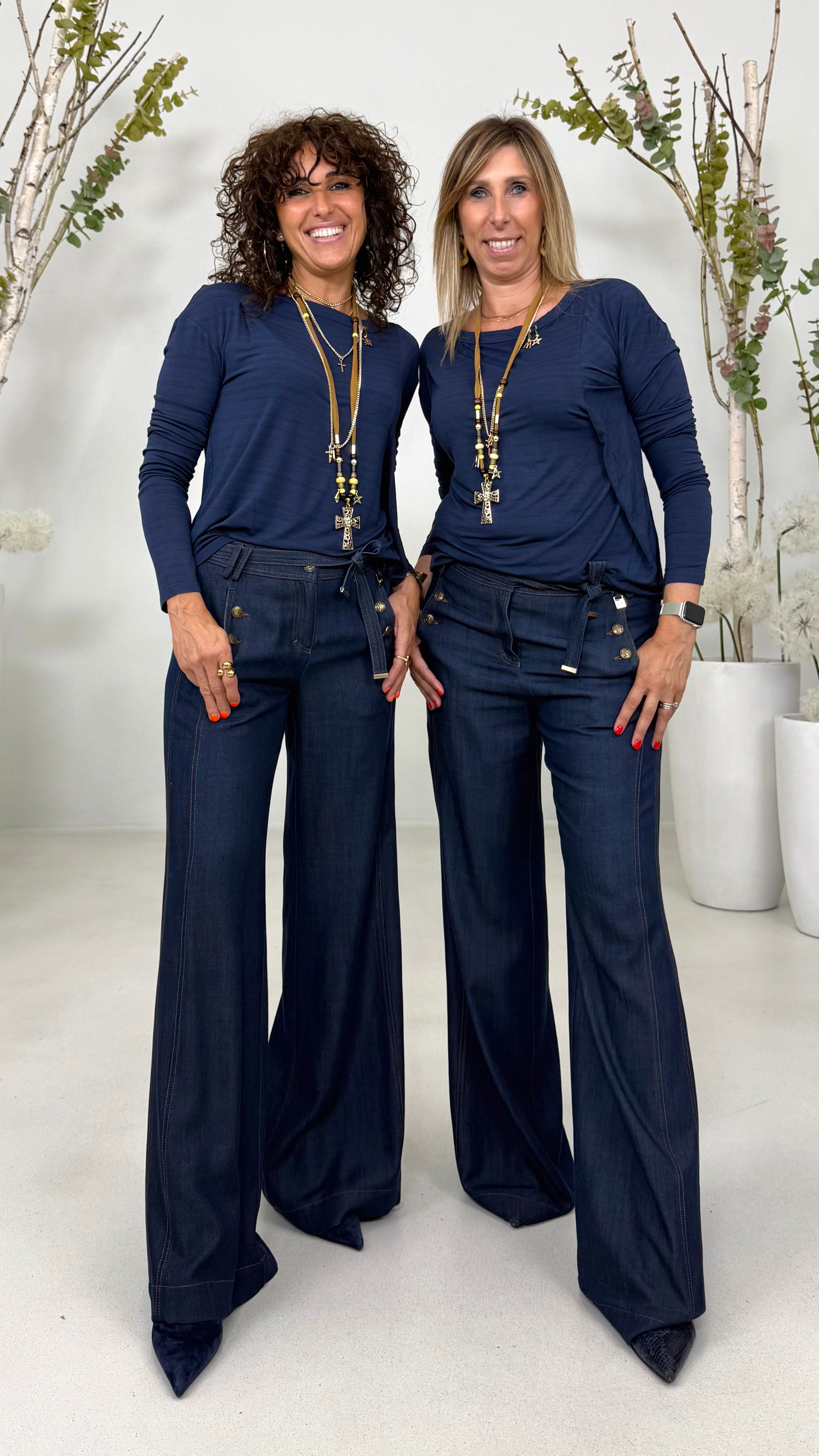 PALAZZO IN JEANS LYOCELL CON CINTURA
