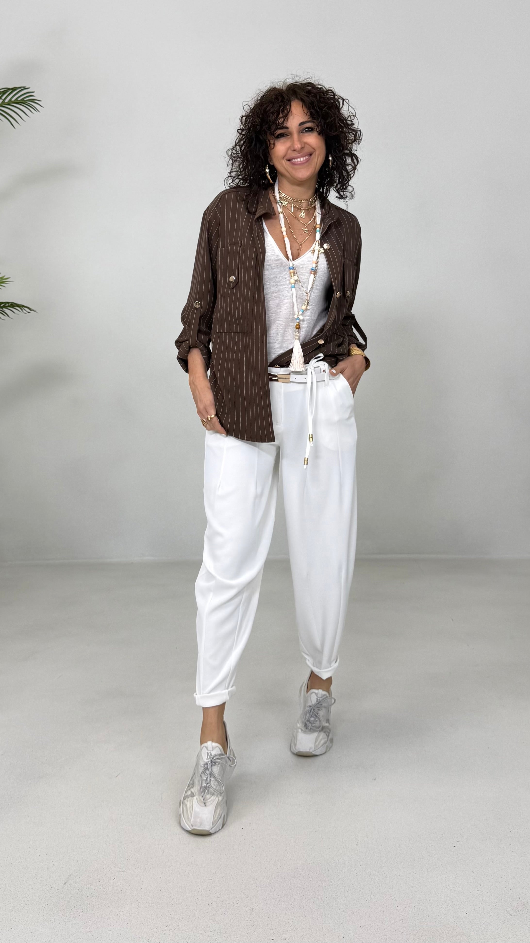 CAMICIA GESSATO IN CADY FLUIDO
