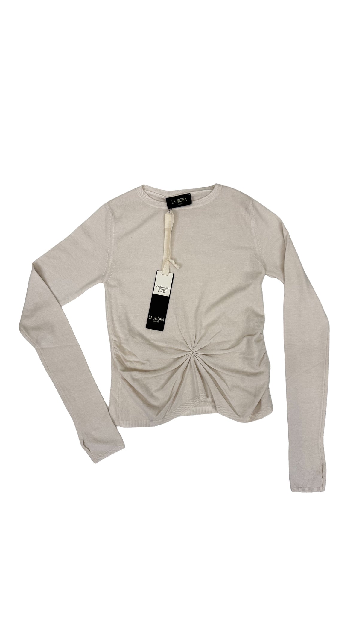 MAGLIA SLIM A GIROCOLLO CON ARRICCIO DAVANTI IN CALDA VISCOSA
