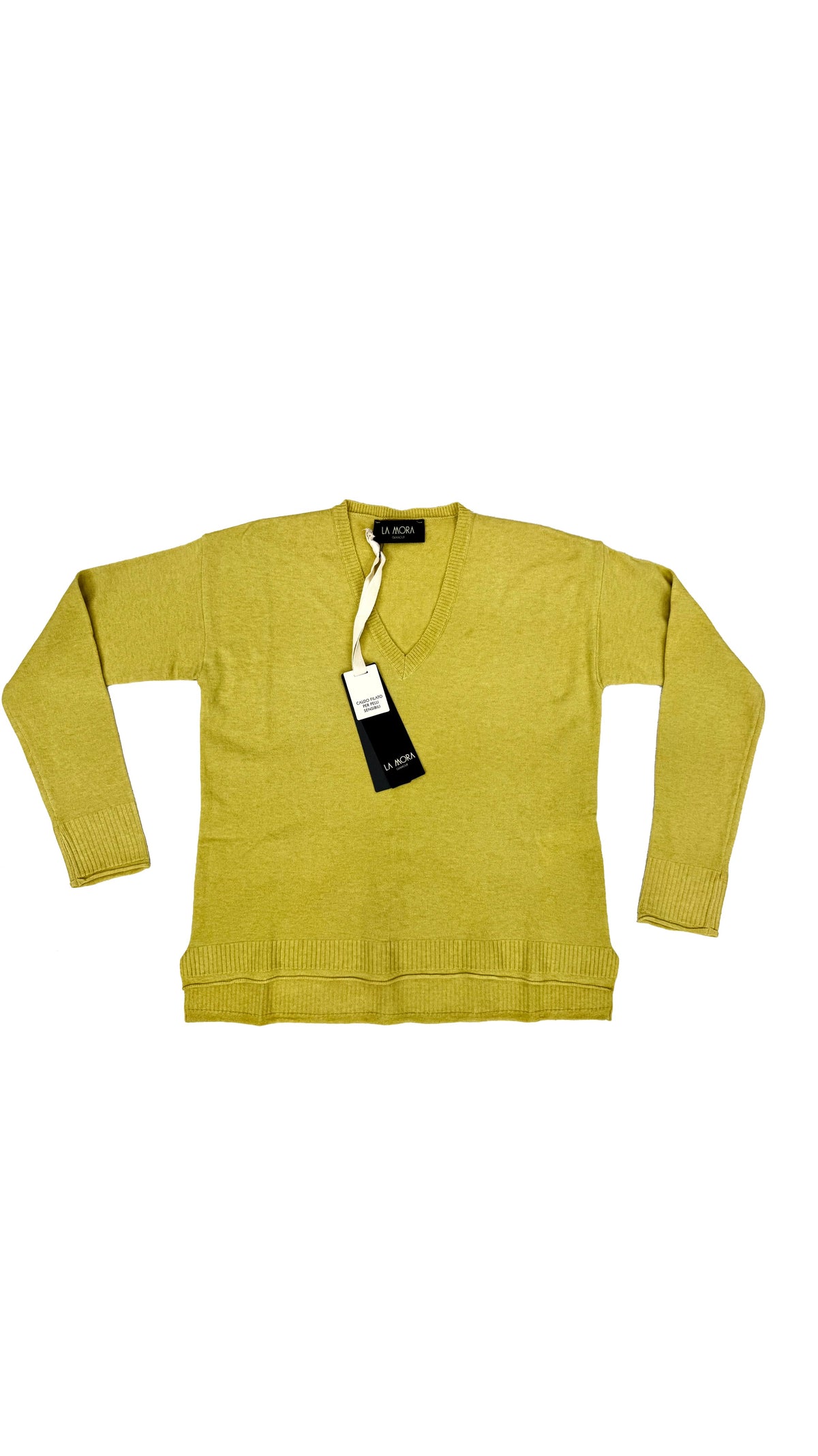 MAGLIA QUADRATA CON SCOLLO A V IN CALDA VISCOSA