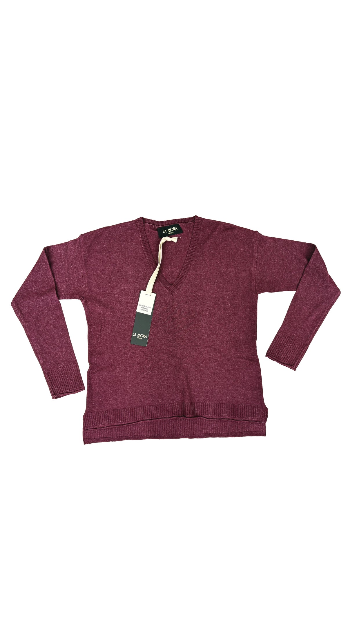 MAGLIA QUADRATA CON SCOLLO A V IN CALDA VISCOSA
