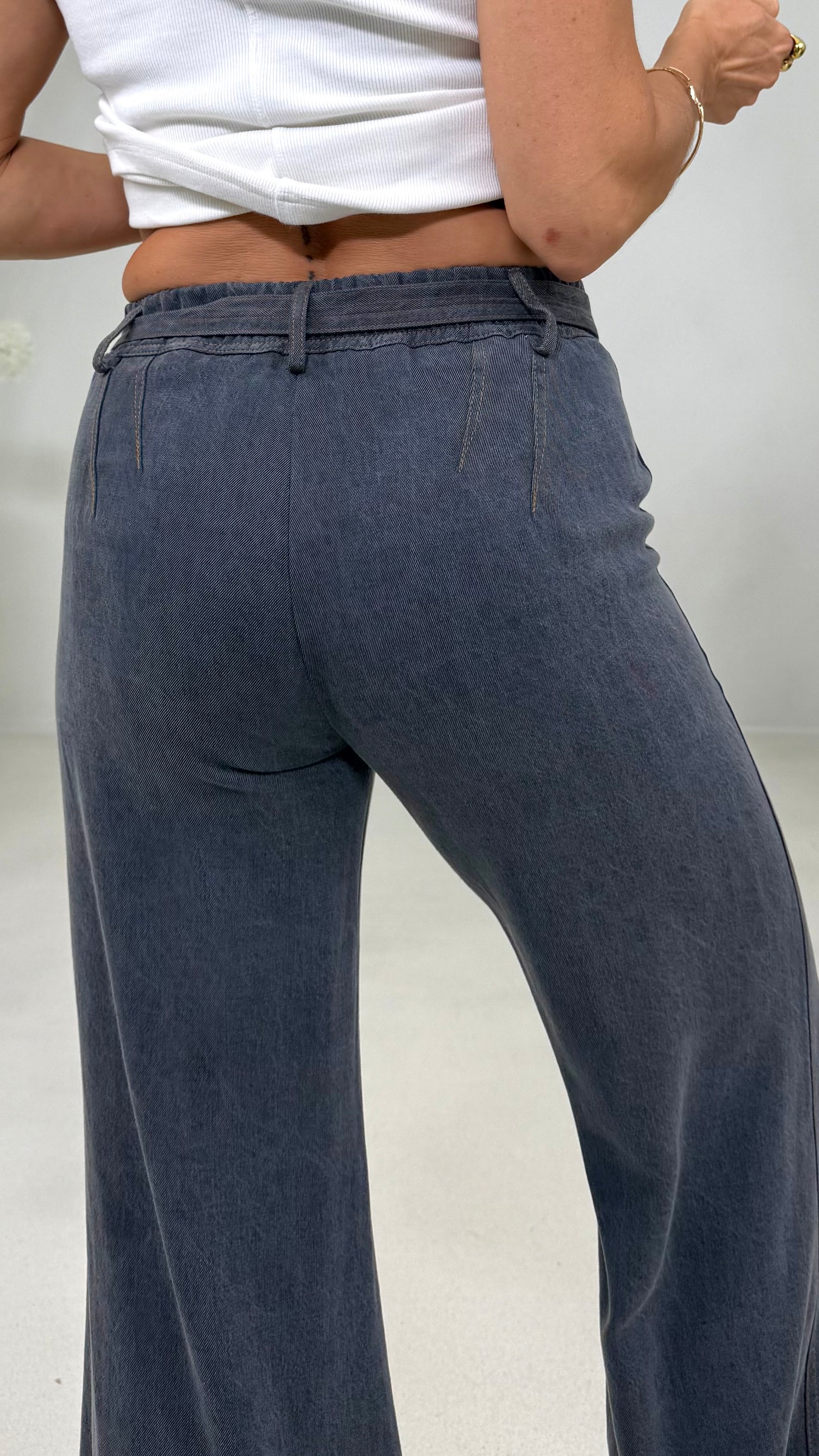 PALAZZO IN JEANS LYOCELL CON CINTURA