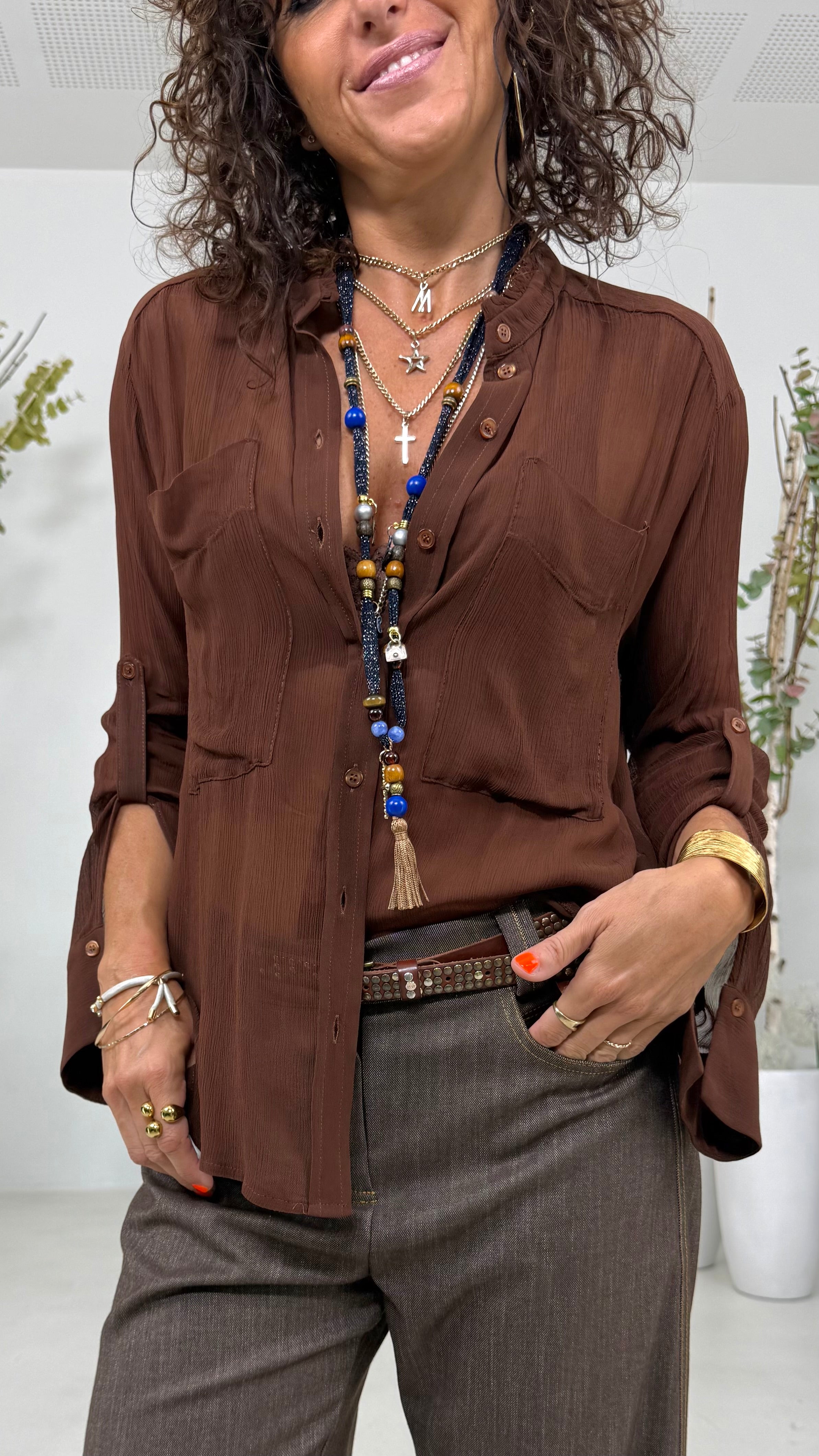 CAMICIA LINEA A UOMO IN CREPONNE VISCOSA