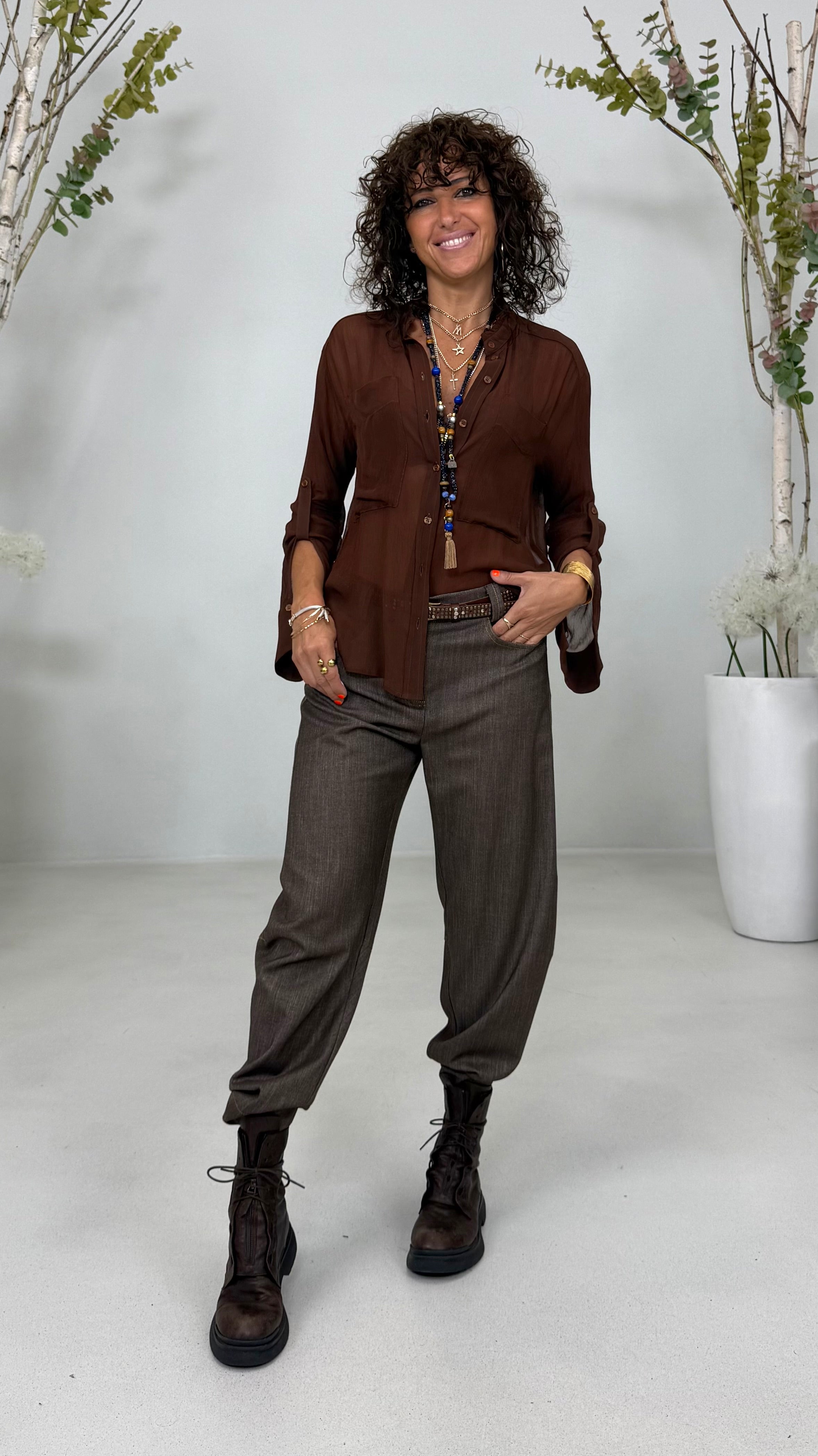 CAMICIA LINEA A UOMO IN CREPONNE VISCOSA