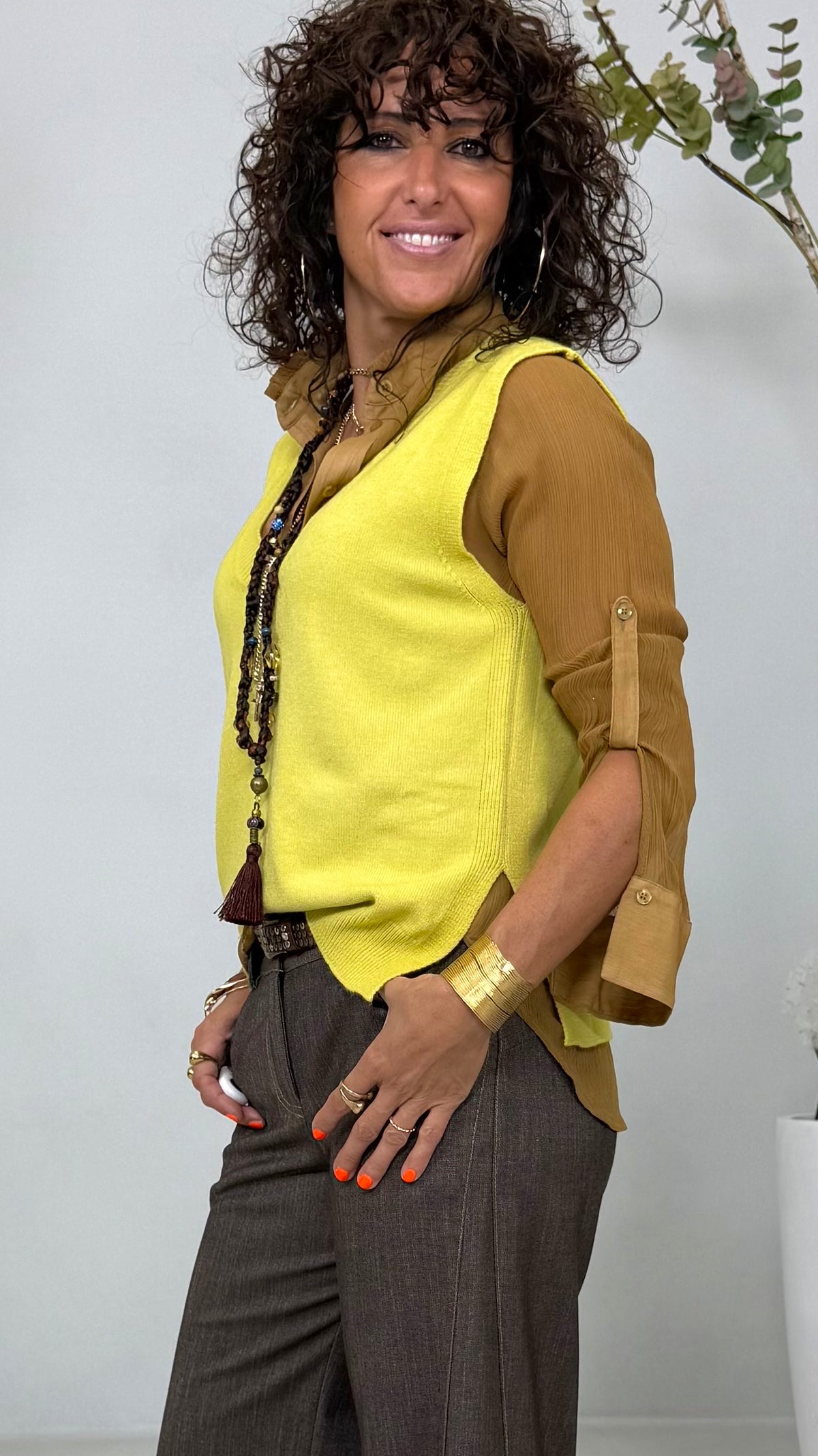 GILET MAGLIA SCOLLO A V IN CALDA VISCOSA