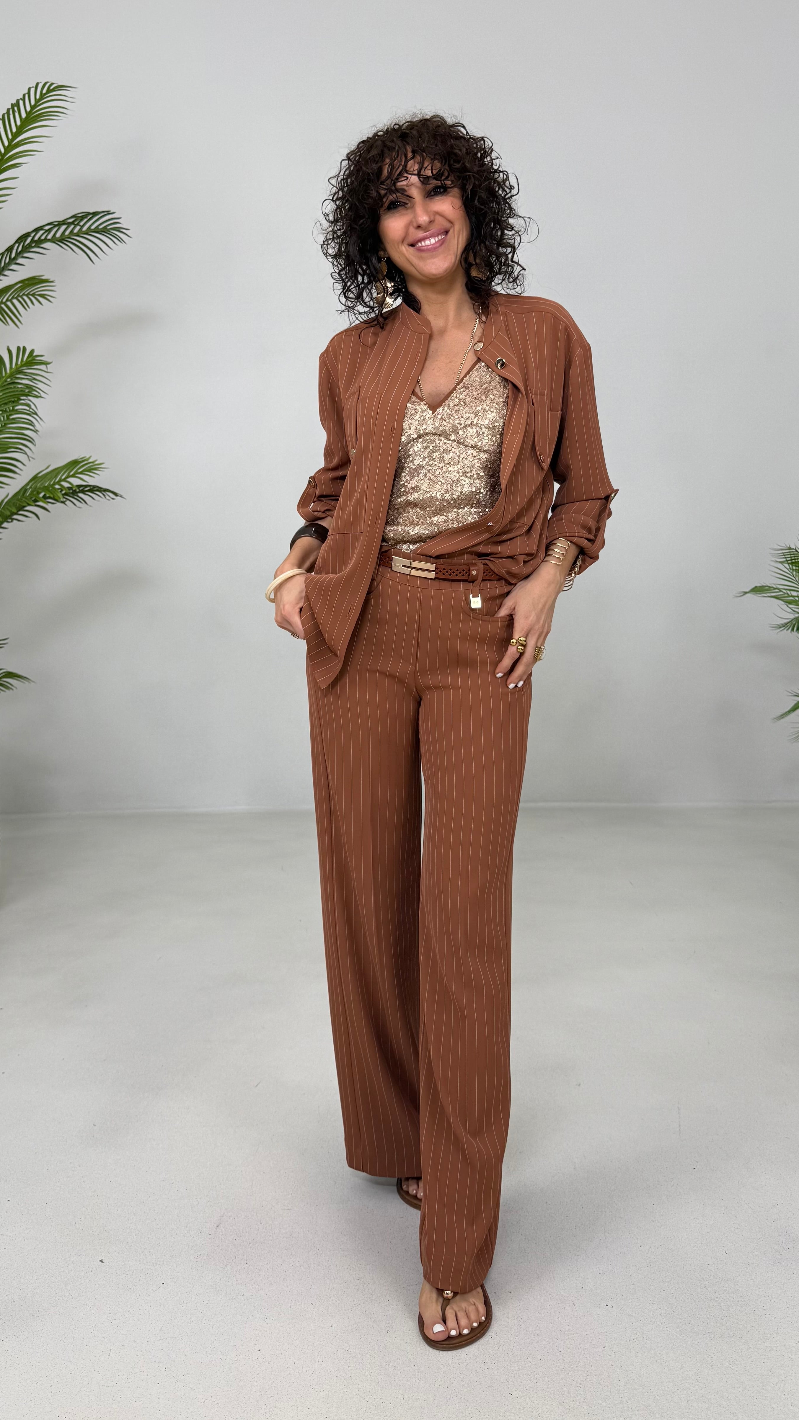 CAMICIA GESSATO IN CADY FLUIDO