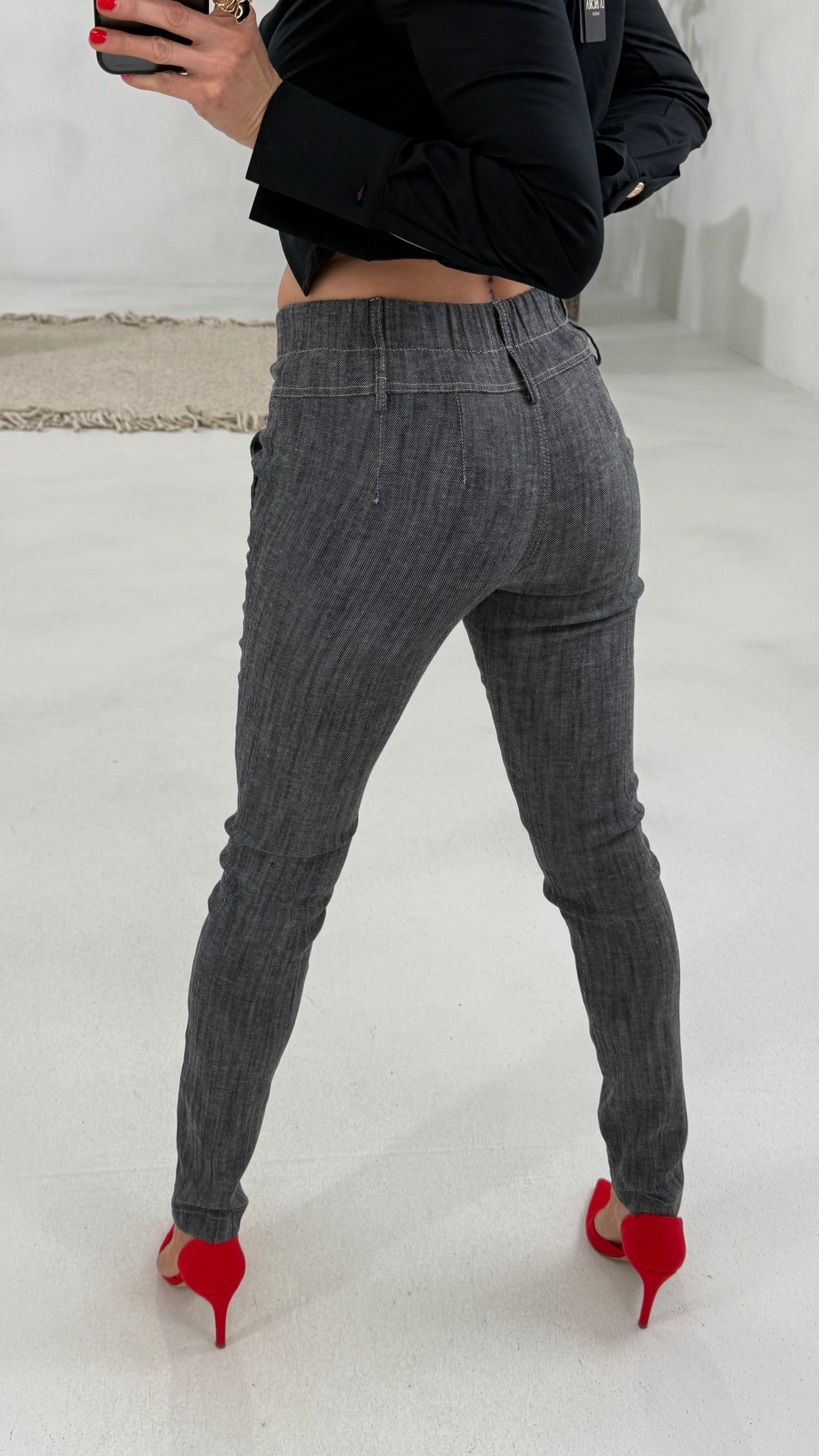 812 P25 NERO SKINNY ZERO STRESS TRAMA JEANS ELASTICO