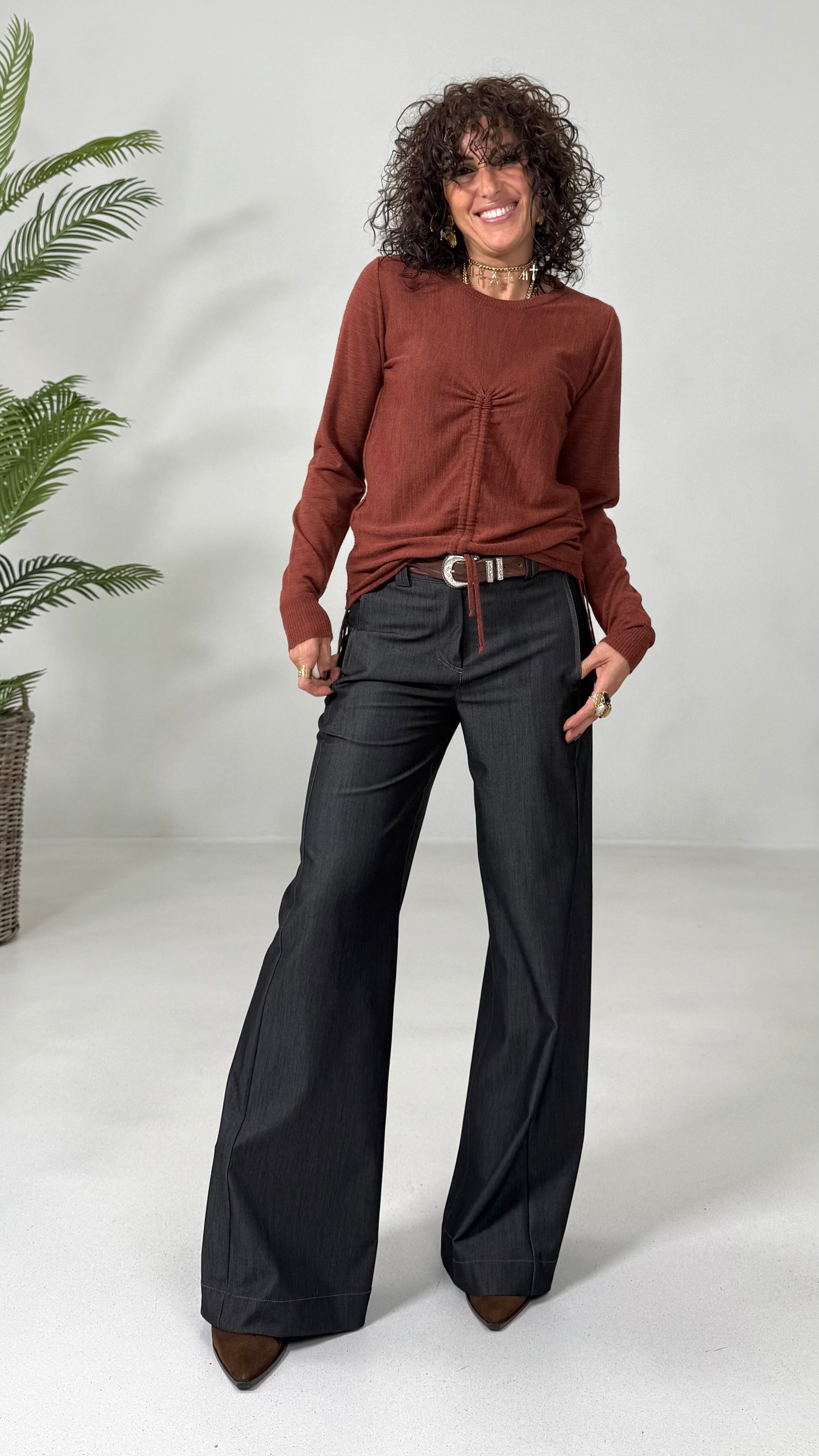 MAGLIA BASIC CON COULISSE IN LANA VISCOSA