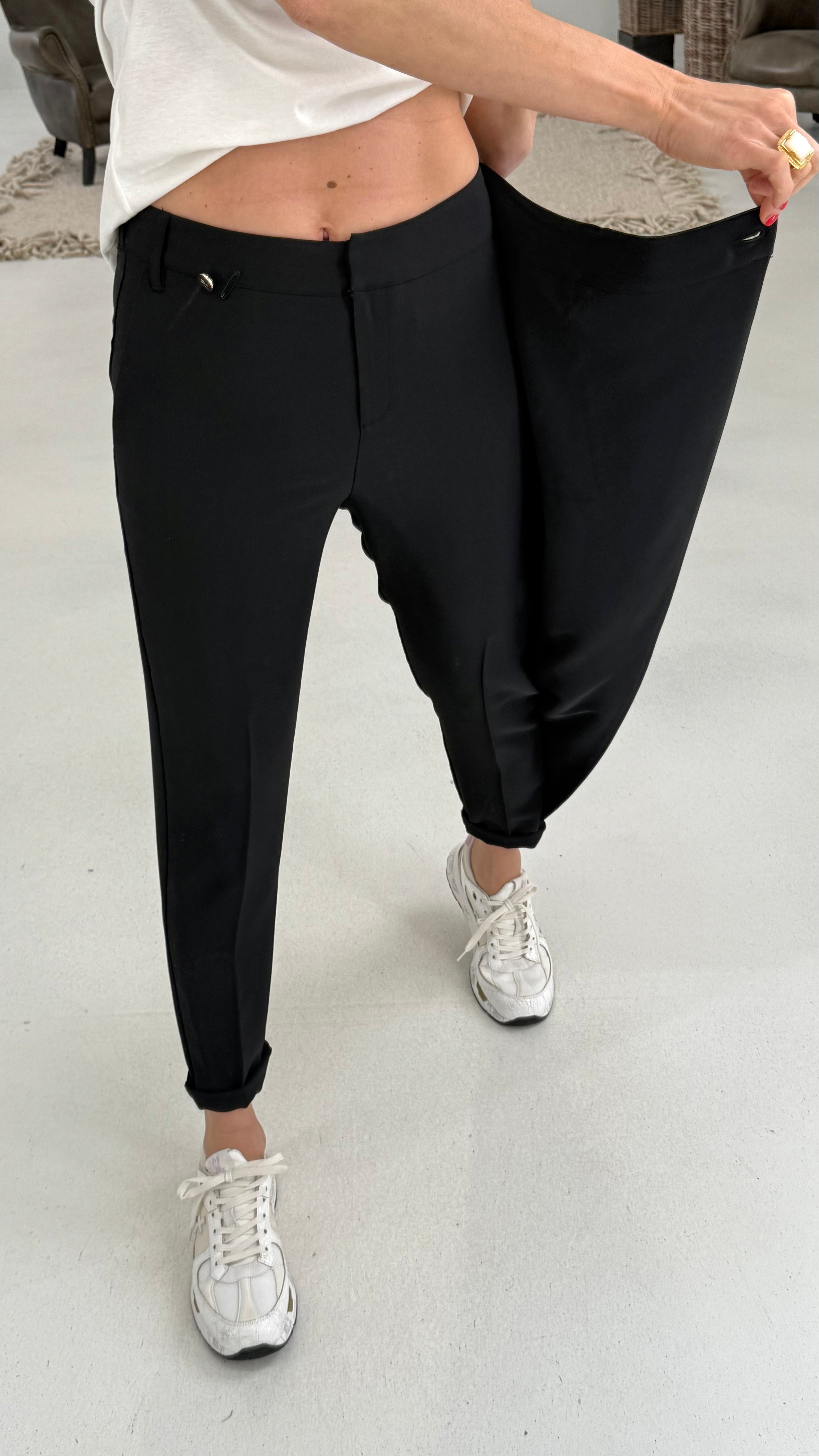 804 P25 NERO PANTALONE CON PANNELLO DAVANTI IN CADY