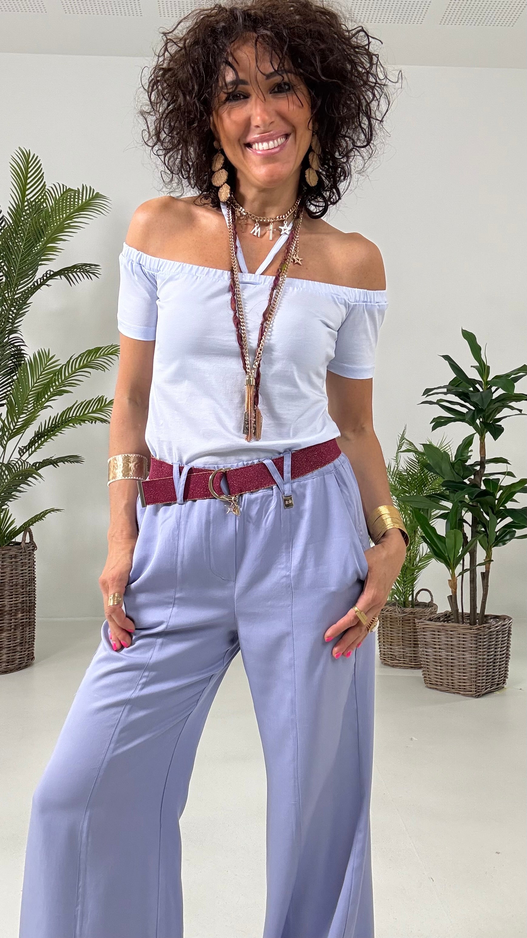 608 P25 AZZURRO SHIFFER CON LACCIO COLLO IN JERSEY COTONE MODAL