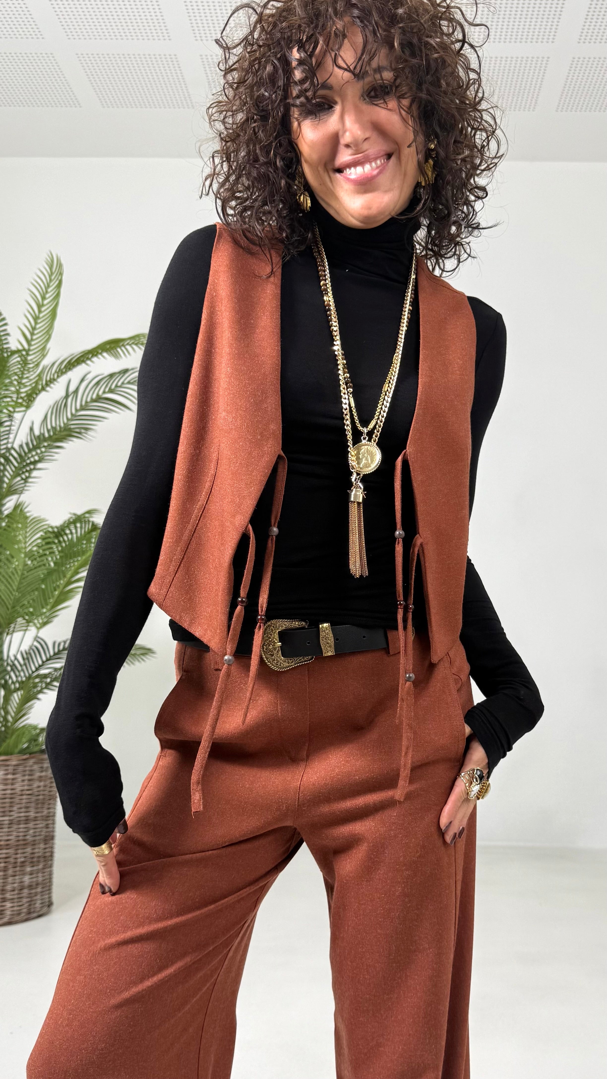 GILET IN FLANELLA SUPER ELASTICA CON LACCI