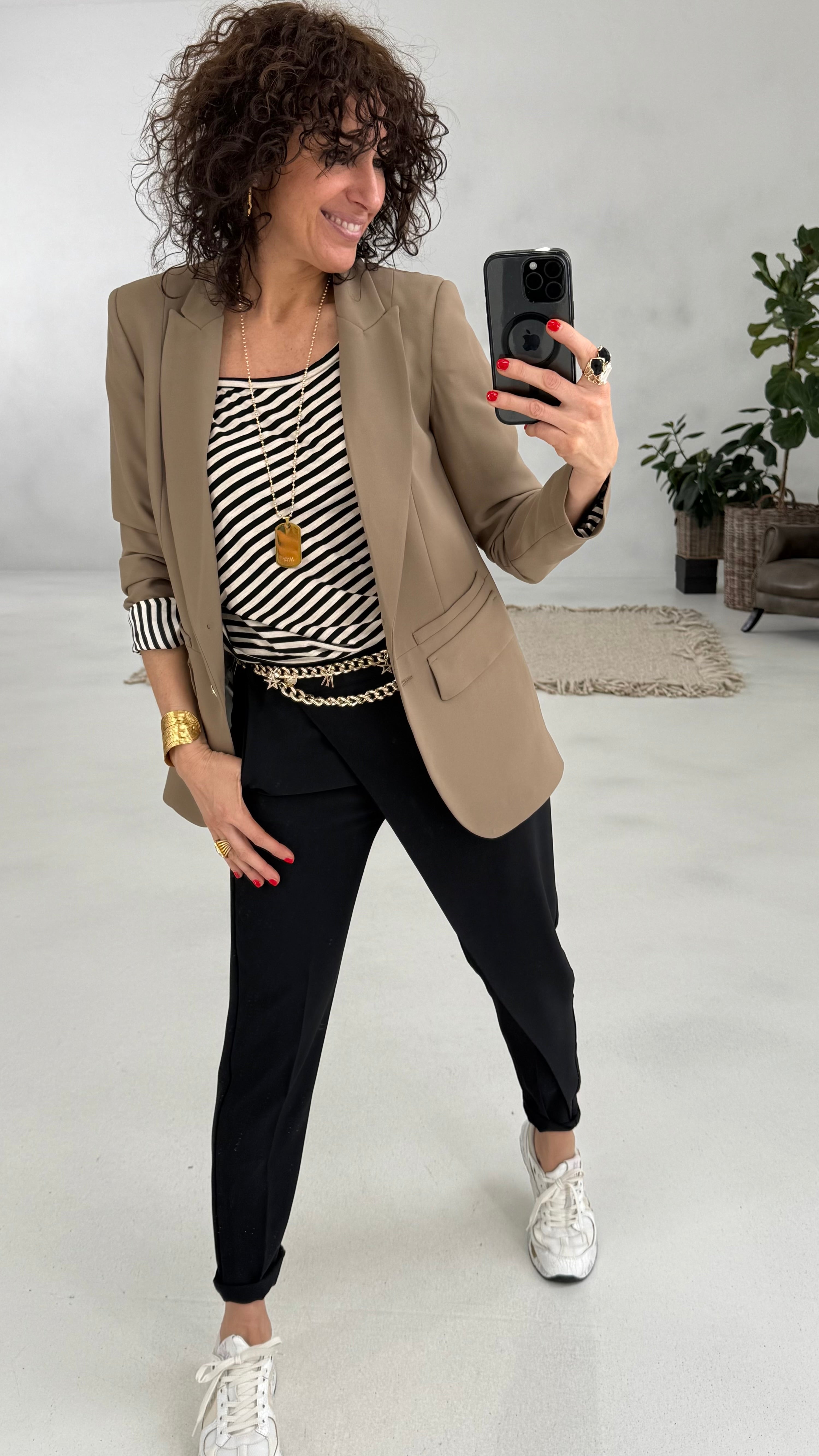 804 P25 NERO PANTALONE CON PANNELLO DAVANTI IN CADY