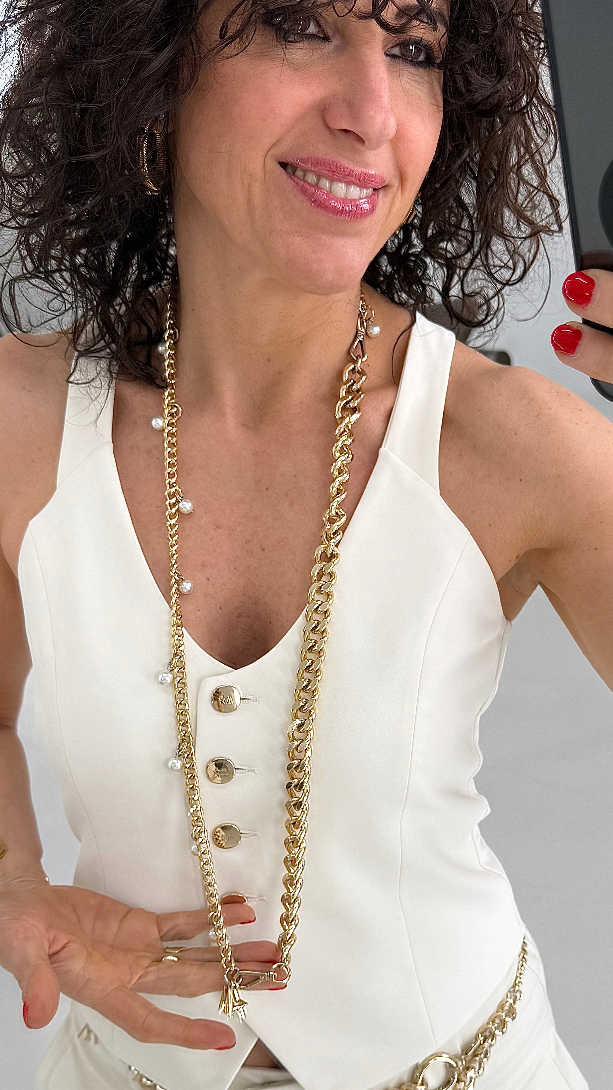 COLLANA LUNGA DOPPIA MEGLIA E PERLE PICCOLE