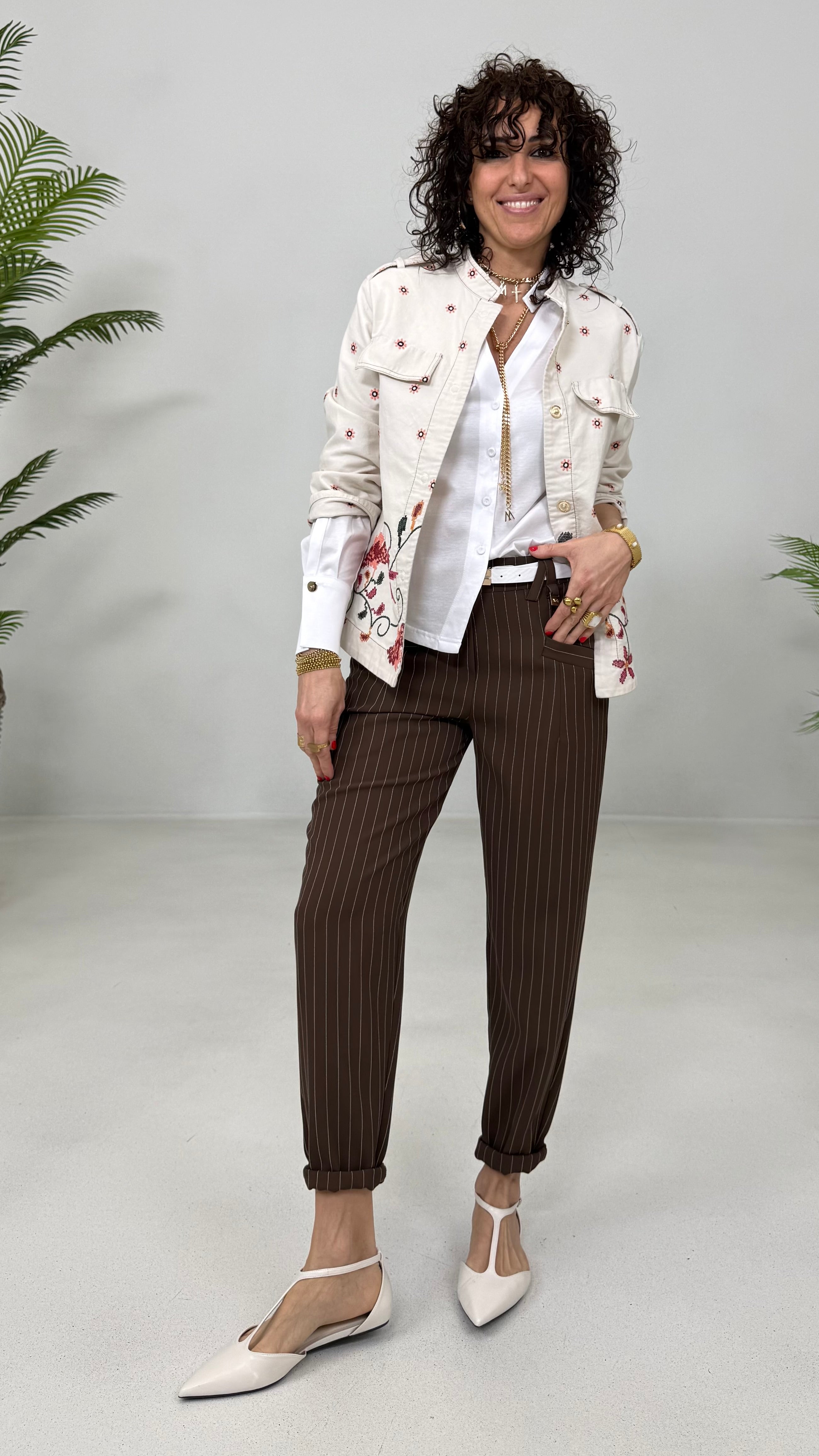 CAMICIA IN JERSEY COTONE MODALSCOLLO A V CON CATENELLA