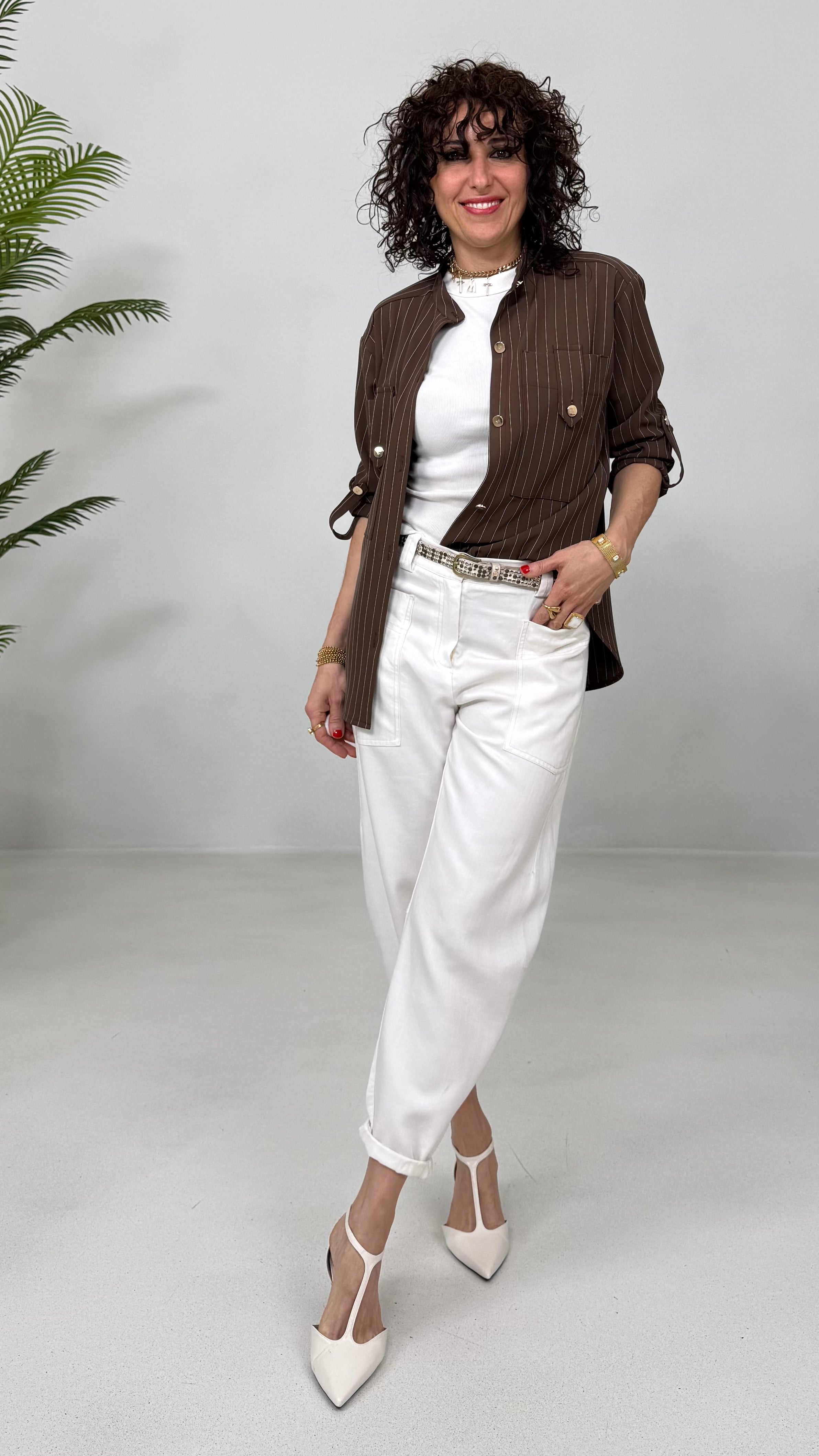 CAMICIA GESSATO IN CADY FLUIDO