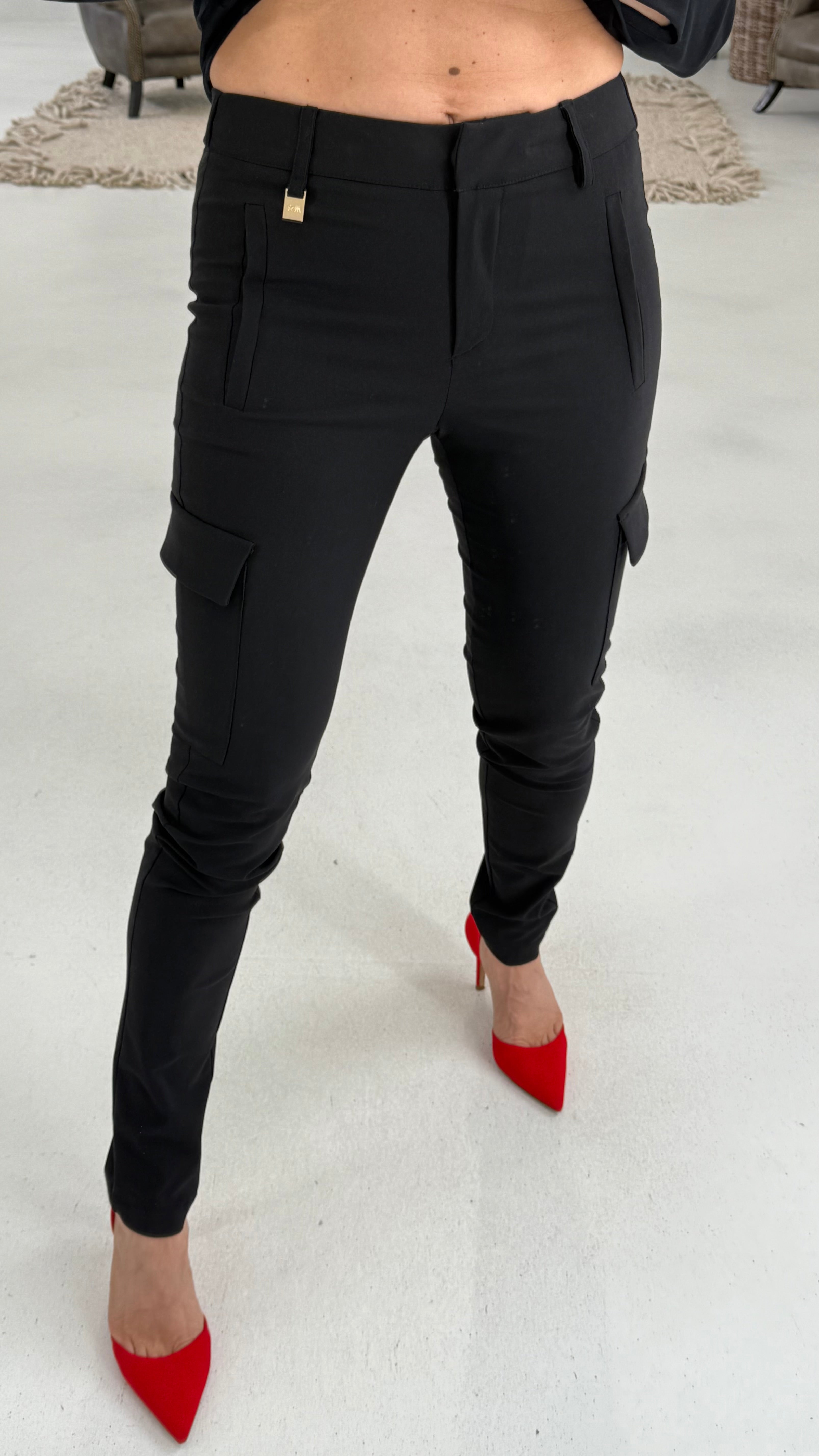 809 P25 NERO CARGO SLIM IN TESSUTO TECNICO DI VISCOSA SUPER ELASTICO