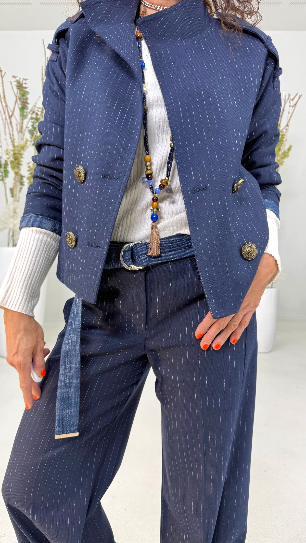 GIACCA SPENCER IN FLANELLA GESSATA