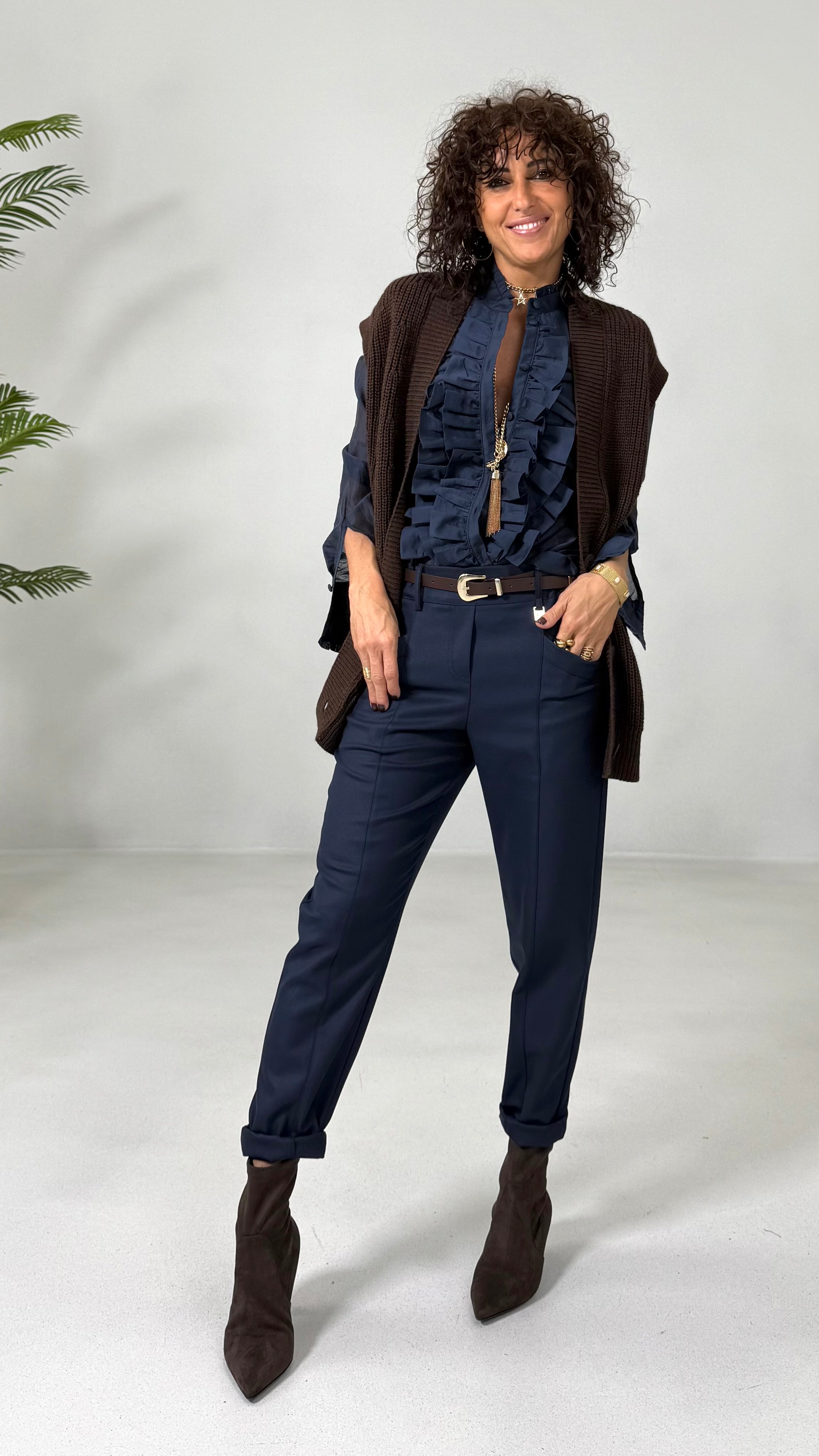PANTALONE LINEA BASIC IN FLANELLA CARDATA